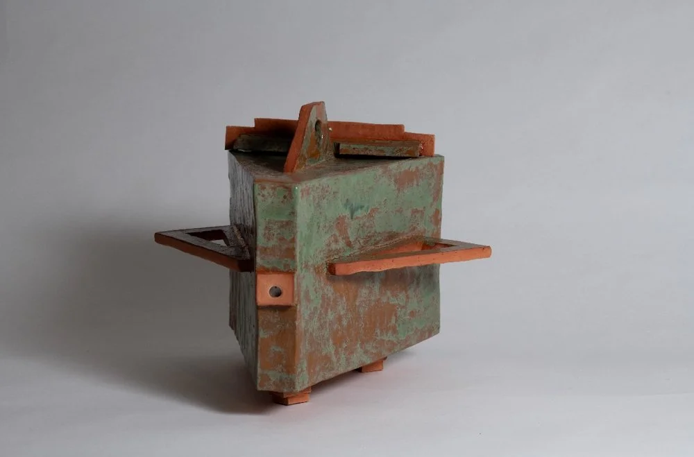 Jack Platner, Lanesville Camera, 2024 Glazed clay pinhole camera, Approx. 10 x 10 x 10 inches, Unique.
