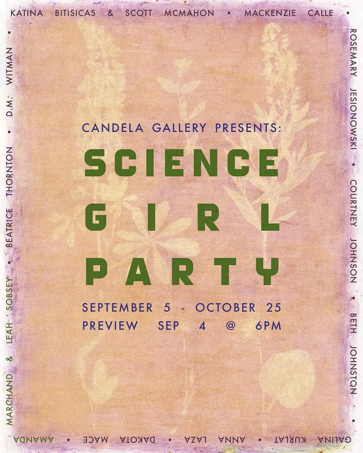 This Friday, join us for the opening of Science Girl Party, and exhibition highlighting women artists utilizing scientific processes and themes within their practice.

Thursday at 6pm: Exhibition Preview
Friday 5-8pm: First Friday Opening

Featured a