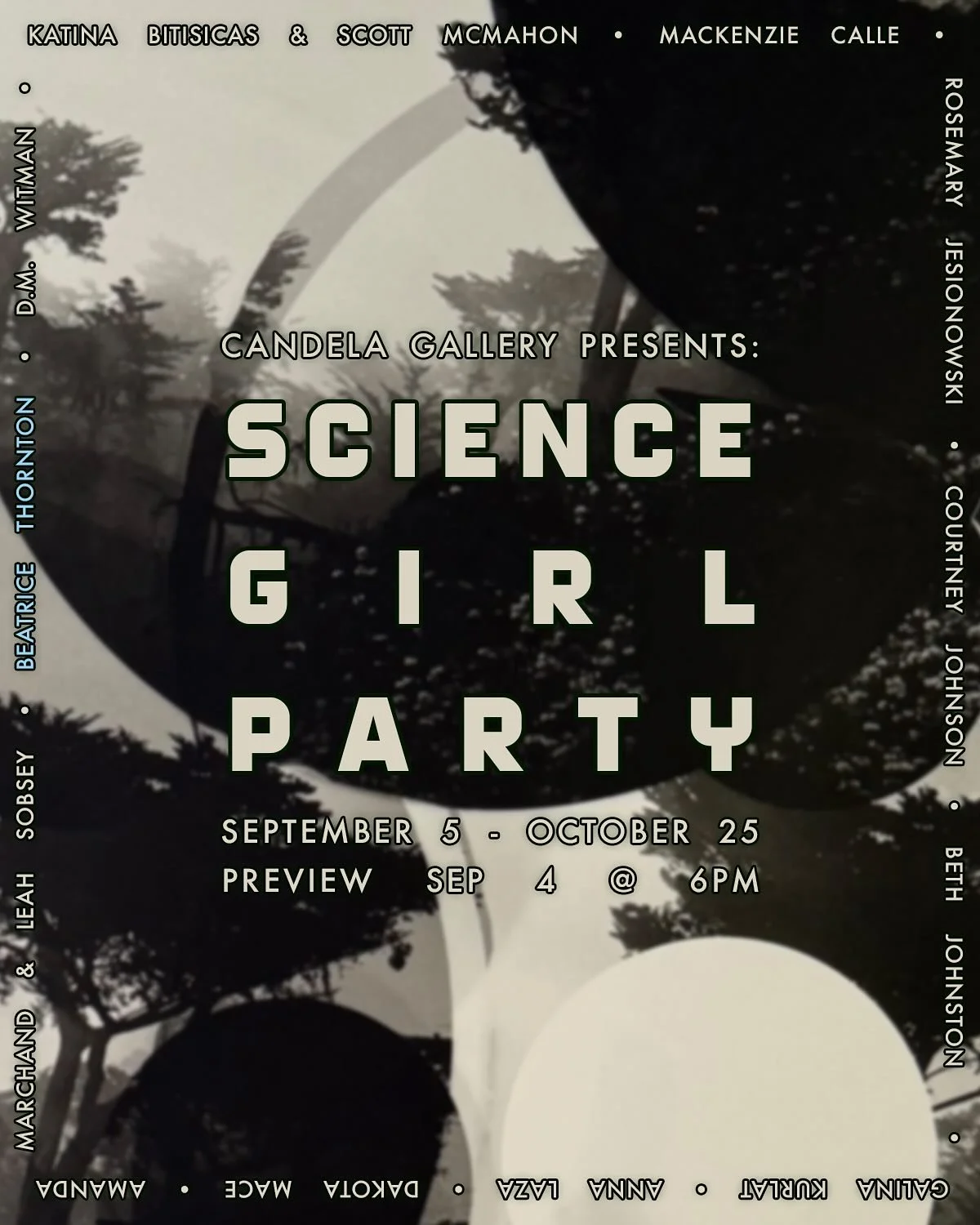 TOMORROW NIGHT: Thursday, September 4, join us for a special preview reception of Science Girl Party. Doors open with refreshments at 6, and we&rsquo;ll kick off a tour of the show at 6:30. RAVP online or through the link in our bio. 

Featured artis