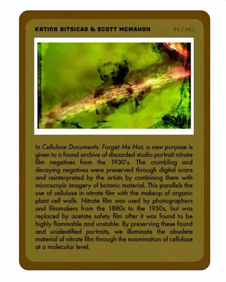Trading card features for our Science Girl Party artists. This show, along with Hannah Altman&rsquo;s &ldquo;We Will Return to You,&rdquo; will be on view through October 25.