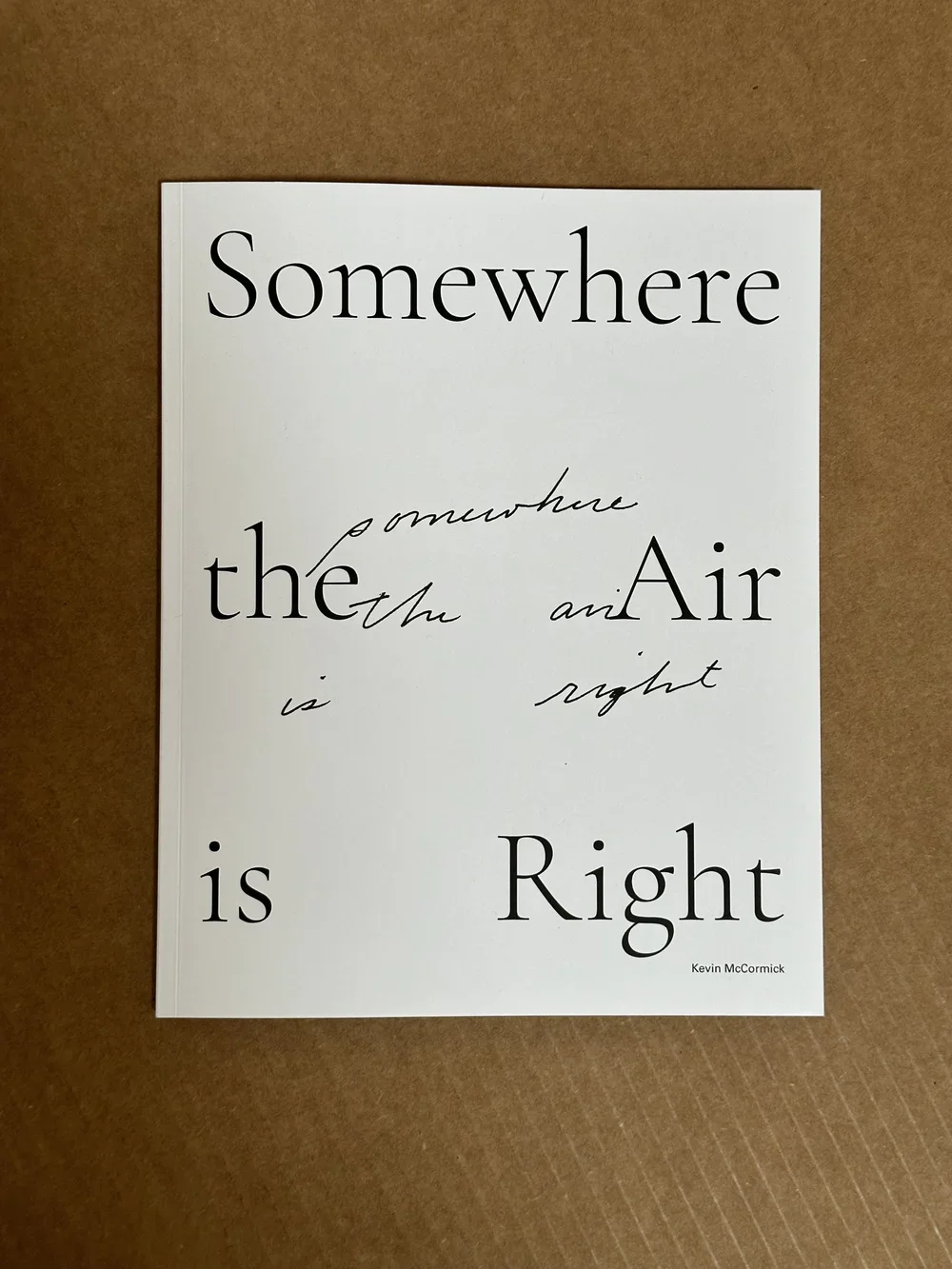 KEVIN MCCORMICK, Somewhere the Air is Right, 2024 Photo Book, 8 x 10 inches, 48 pages Edition #1 of 50.