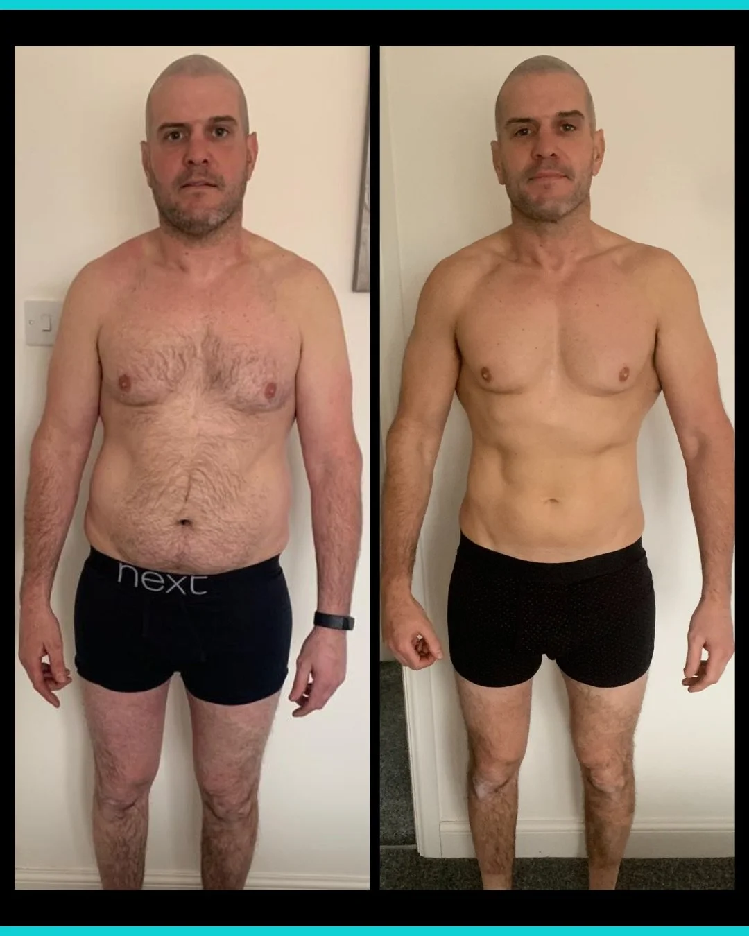 This is where a lot of men get fat loss wrong.

I was looking back through some old client photos recently and came across these from 4 years ago.

Chris transformed his body over 8 months.

I can&rsquo;t give you every detail of the journey now, but