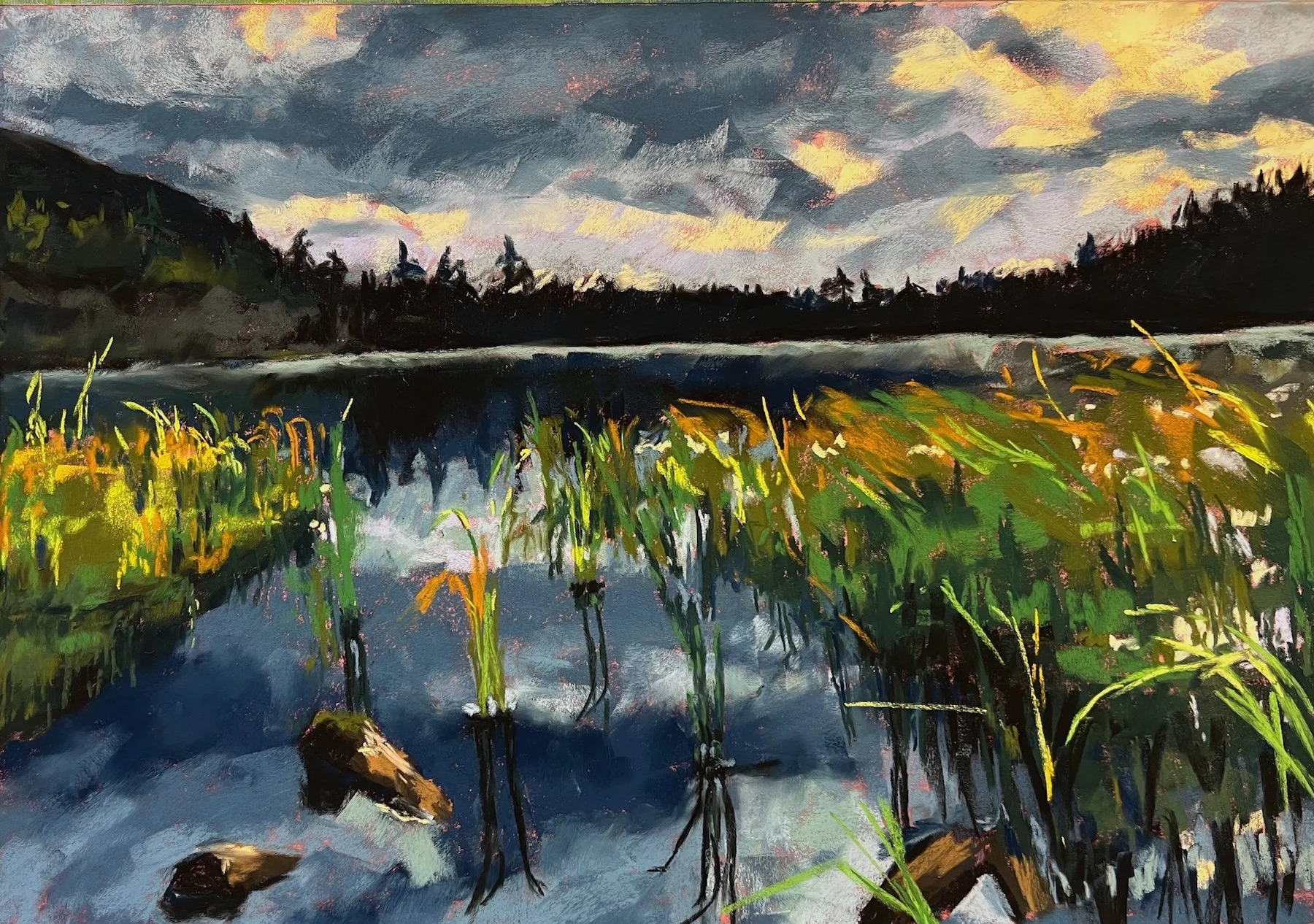 Saturday Night Lake • 14 x 20 • Soft Pastel on Pastel Paper • Available Soon