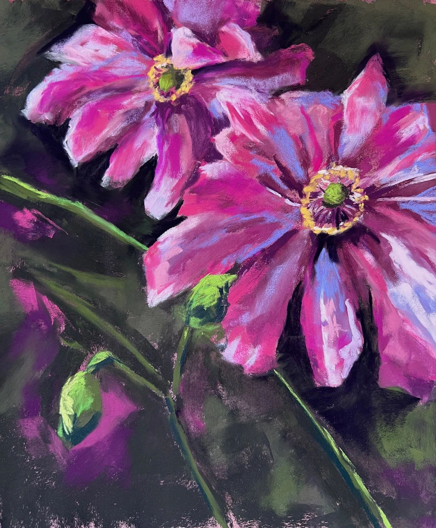 Pink Flowers • 15 x 12 • Soft Pastel on Pastel Paper • Available Soon