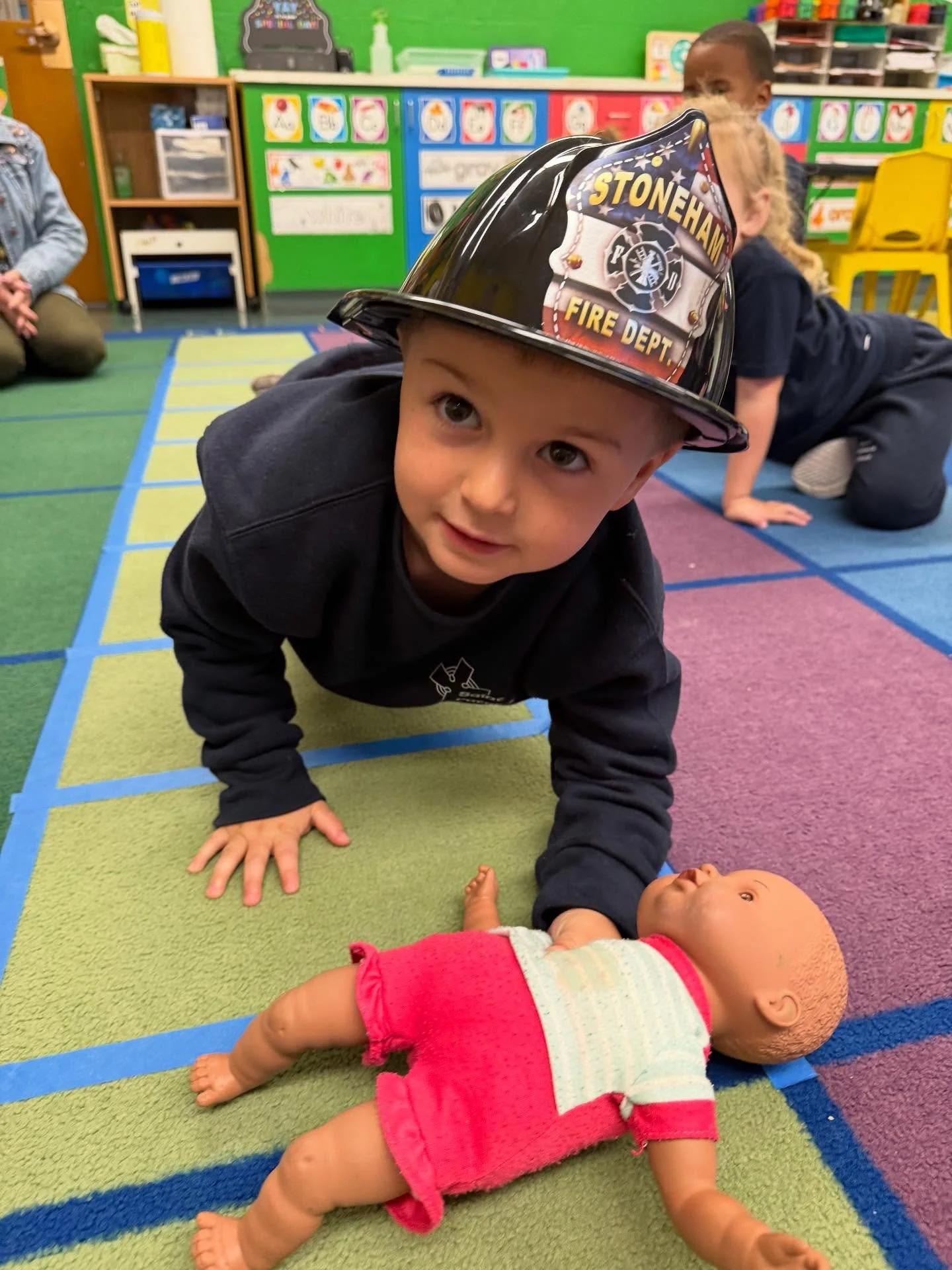 We love learning about fire safety in PreK! Putting out flames and rescuing babies is hard work.