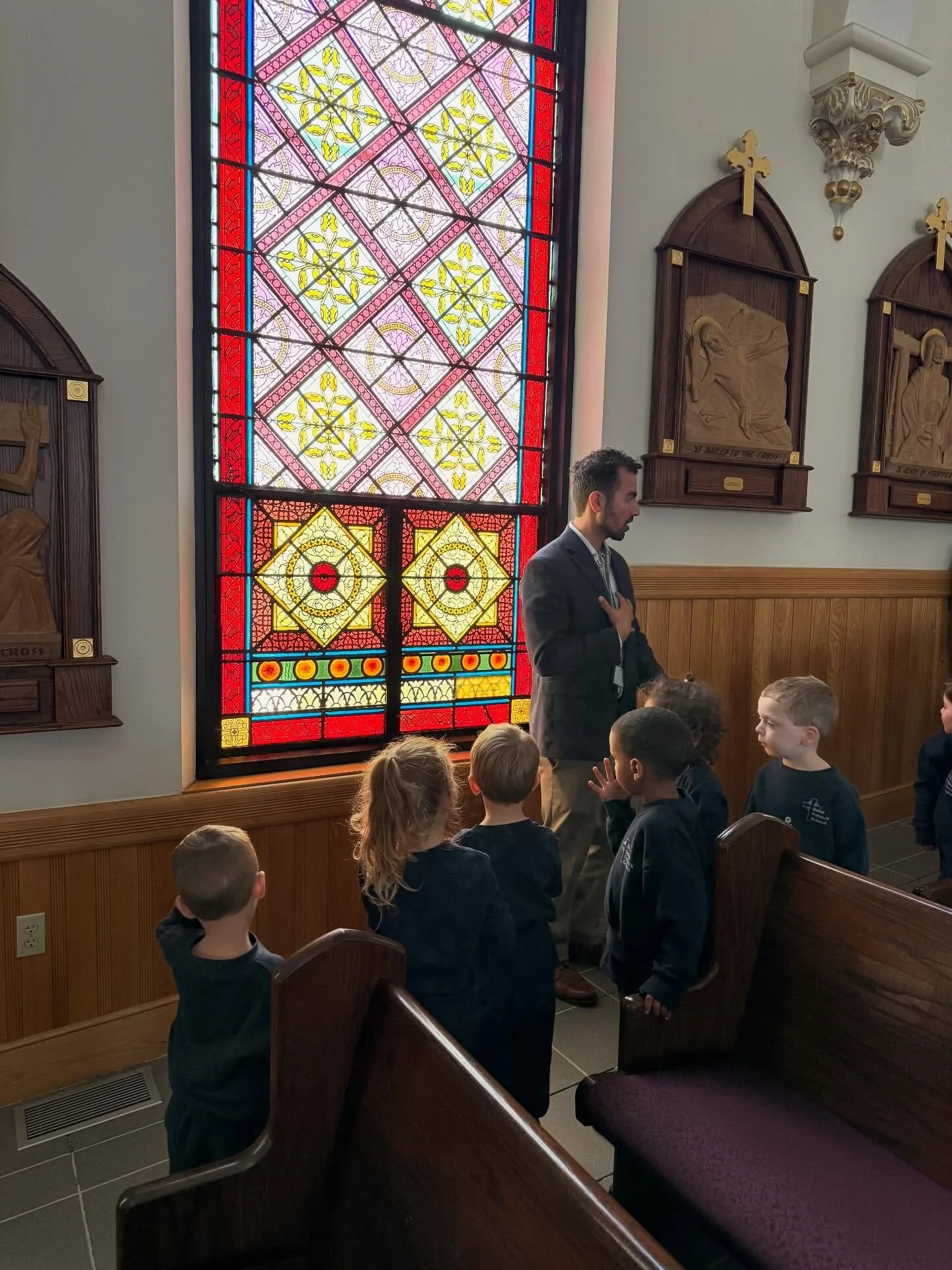 PreK3 had a special visit to church the other day where they learned about mass from Mr. A. 

#church #preschool #stonehamma #catholicschool #catholic #catholicchurch #alwayslearning #teach