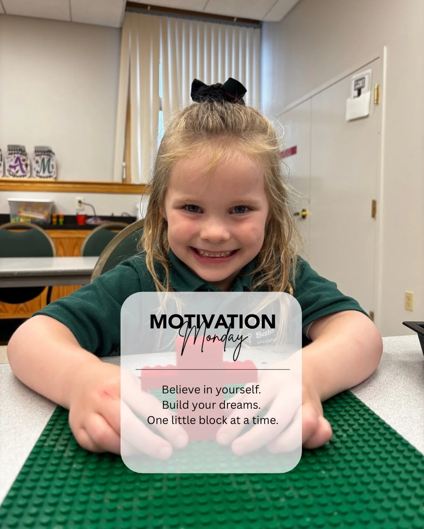 Happy Motivation Monday!
Believe in yourself.
Build your dreams.
One little block at a time.
