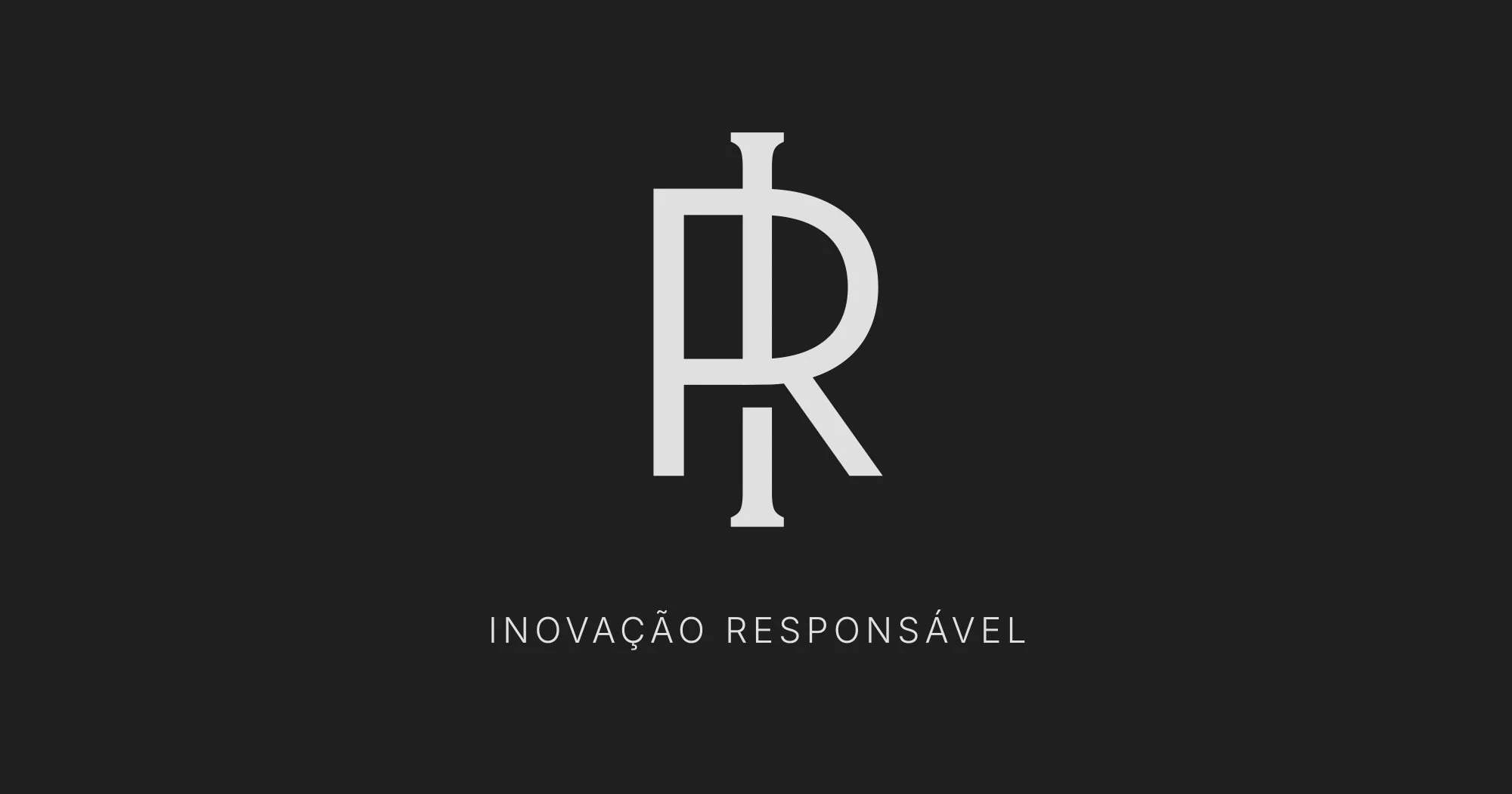 Black background with a large white logo composed of overlapping letters R, I, and R. Below, the text 'INOVAÇÃO RESPONSÁVEL' in Portuguese.
