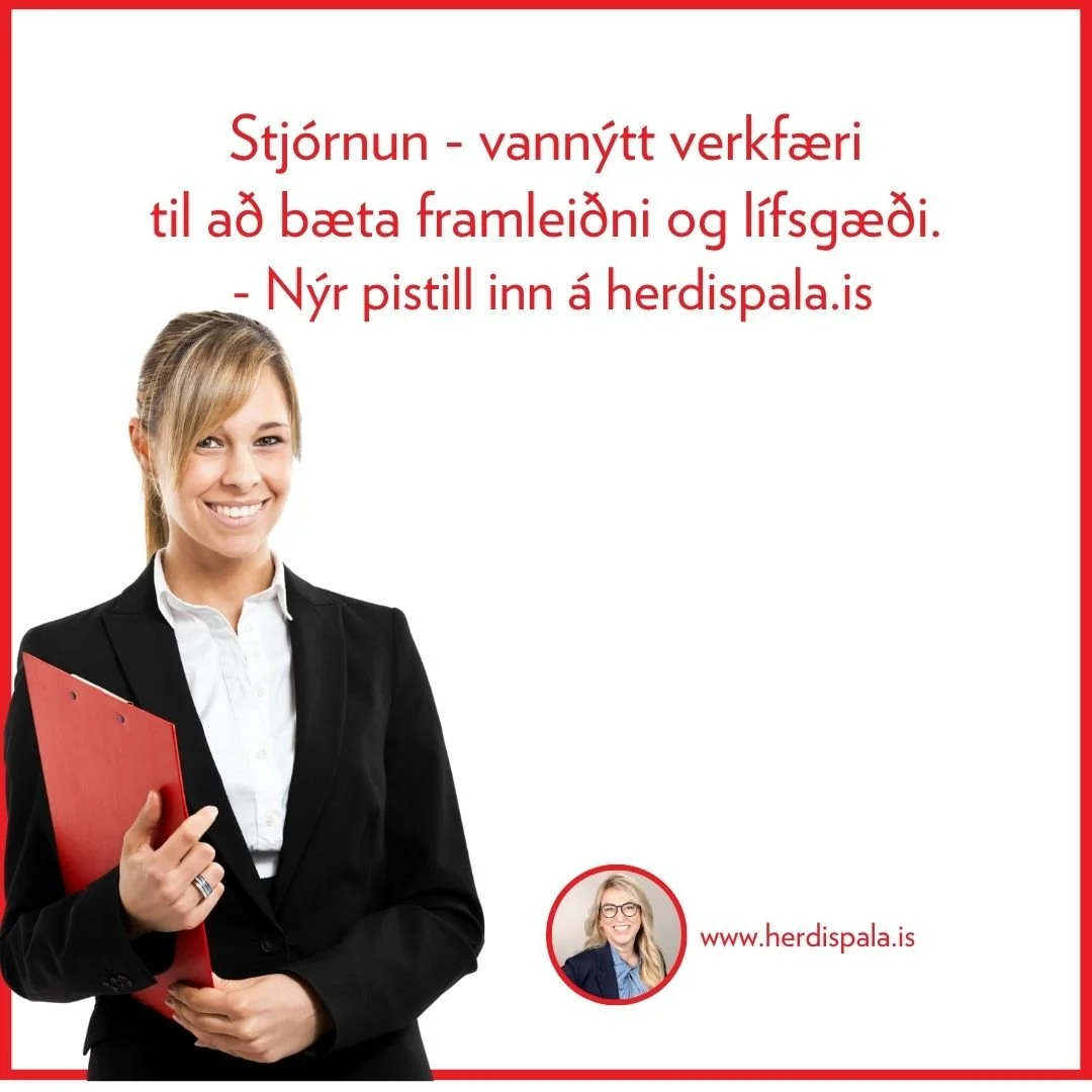 Stj&oacute;rnun er verkf&aelig;ri sem n&yacute;ta m&aelig;tti miklu betur til a&eth; b&aelig;ta &aacute;rangur og &aacute;n&aelig;gju, framlei&eth;ni og l&iacute;fsg&aelig;&eth;i, meira inn &aacute; herdispala.is #Stj&oacute;rnun #Framlei&eth;ni #Sta