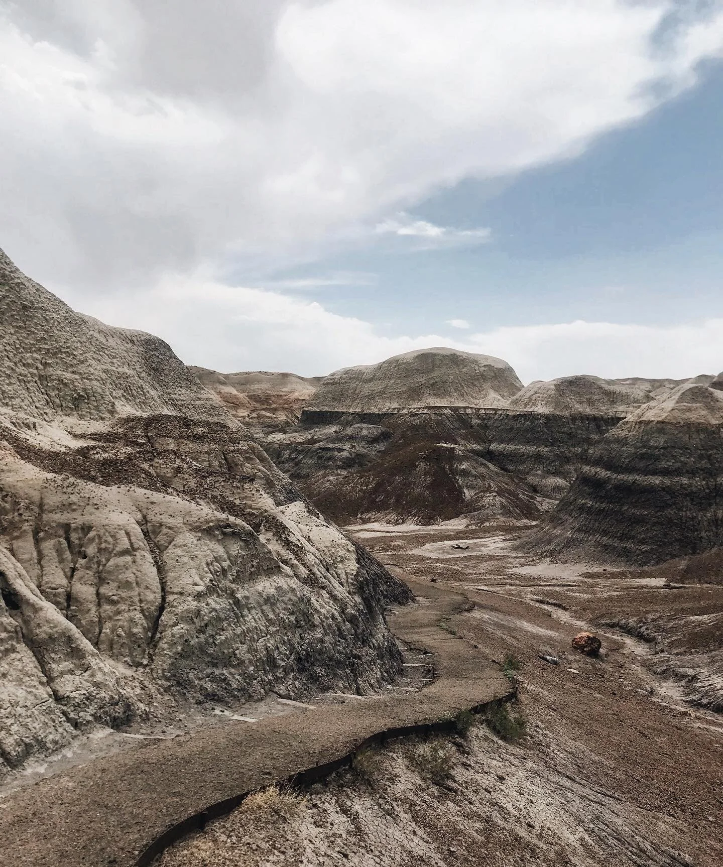 PETRIFIED FOREST NATIONAL PARK
———
Kind of a death desert. We had a hot summer day driving through Petrified forest, but got a couple of sprinkles on us when we stepped out to take the Blue Mesa Trail. Just a short, one-mile loop, t