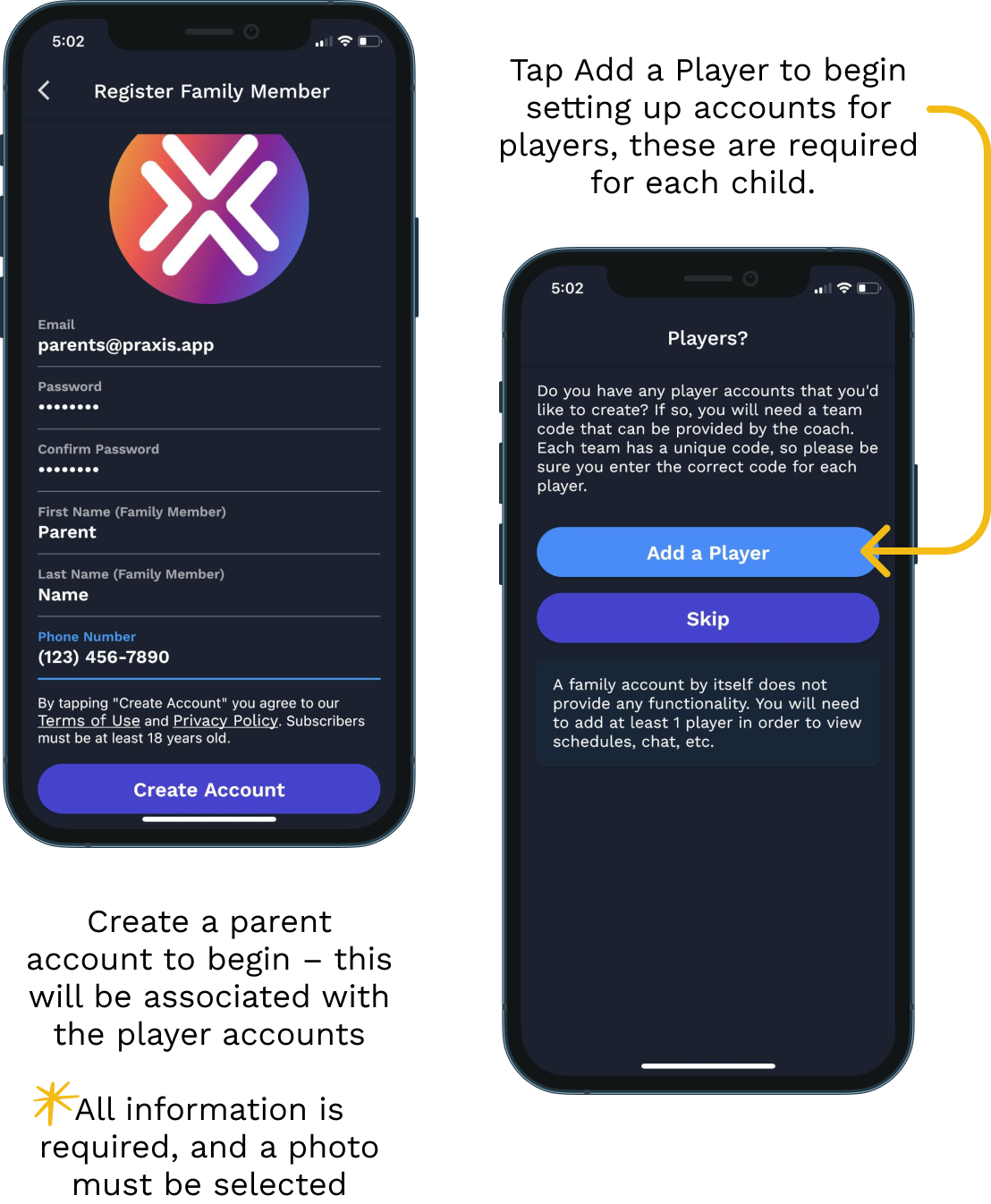 How to create accounts — Praxis Training