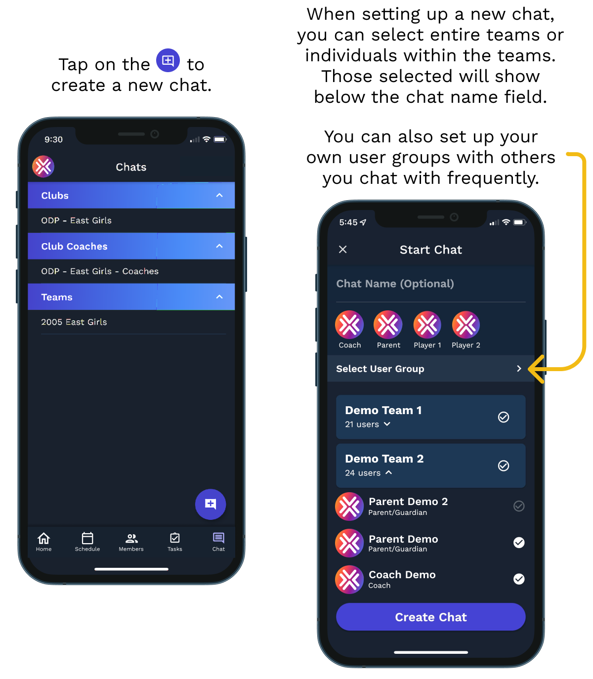 How to use chats — Praxis Sports