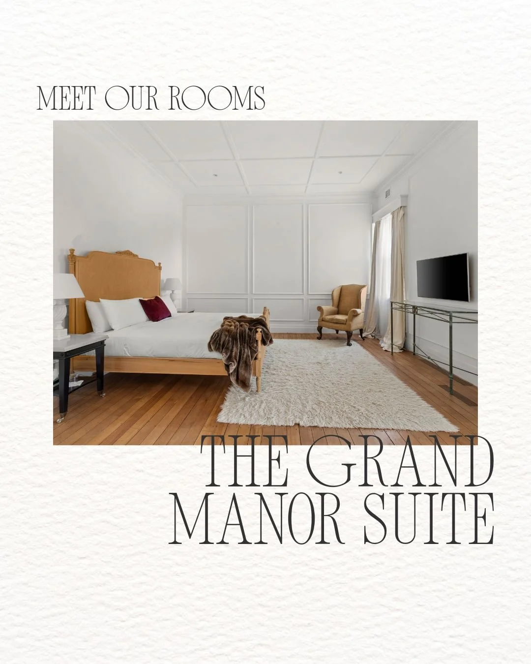 Our Grand Manor Suite, also known as our Bridal Suite, is the most luxurious of our accommodation options. 

With two king bedrooms, one bathroom, a central entry foyer and a lounge area in the enclosed sun room with French doors, it&rsquo;s simply p