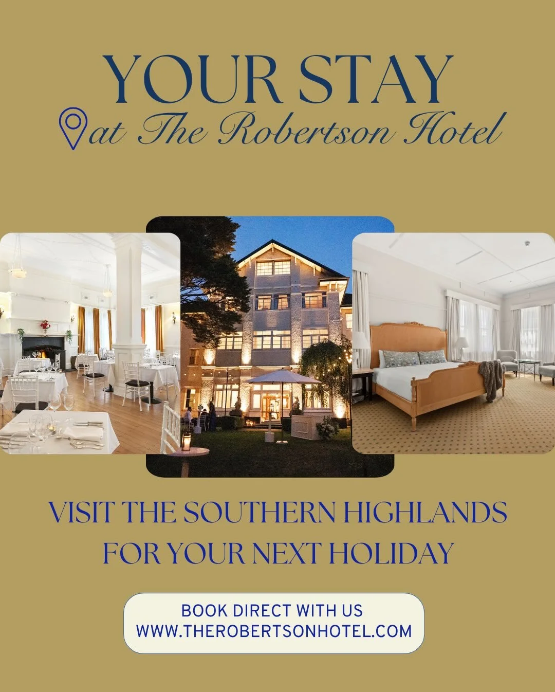 The Robertson Hotel is just an easy drive from both Sydney and Canberra. Come to the Southern Highlands for your next holiday and support local tourism. Whether that&rsquo;s a family weekend away, girls trip, birthday celebration, boys golf trip, rom