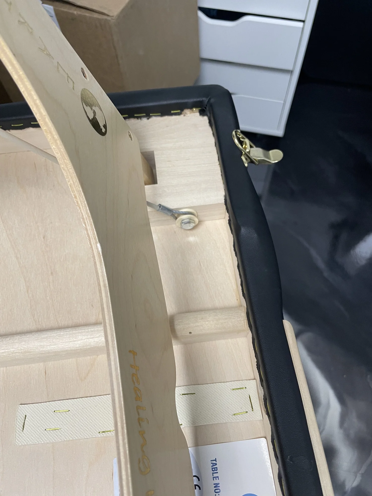 All tethers removed from massage table legs