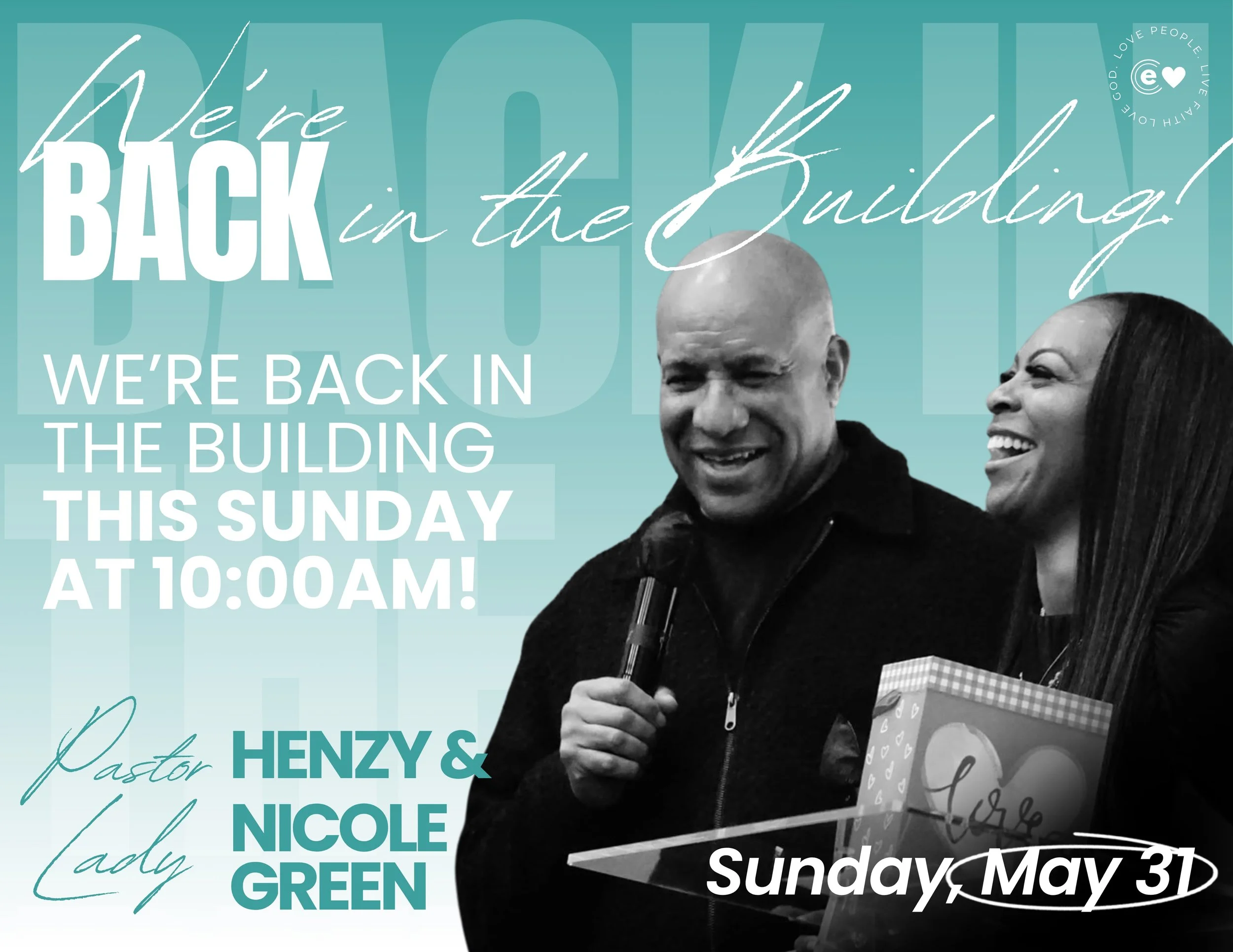 @pastorhenzygreen and and @ladynicolegreen are backkkkkk! Join us Sunday at 10:00AM as we welcome our favorite Pastors back in the building! 

#backandbetter #seeyousunday #ChurchFamily #allaboutrelationship #eccindy