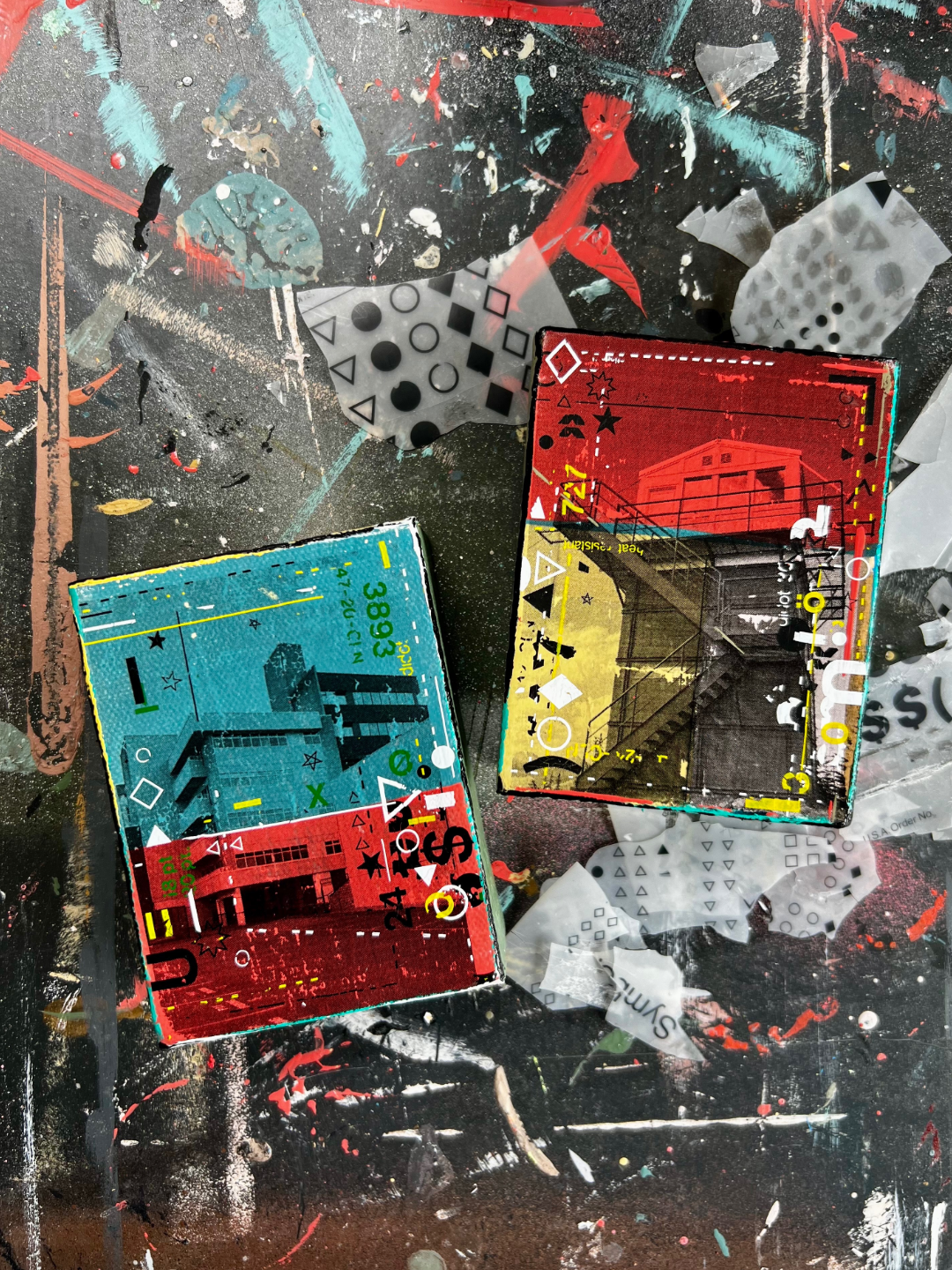Mini Quest I + II original mixed media paintings by Zandra X, 3x4 inches, 2026