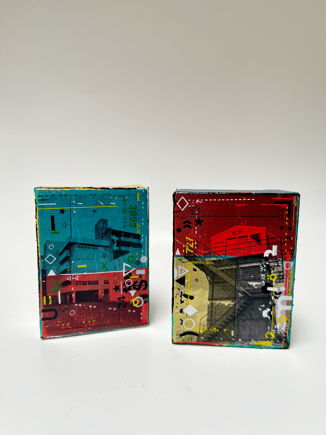 Mini Quest I + II original mixed media paintings by Zandra X, 3x4 inches, 2026