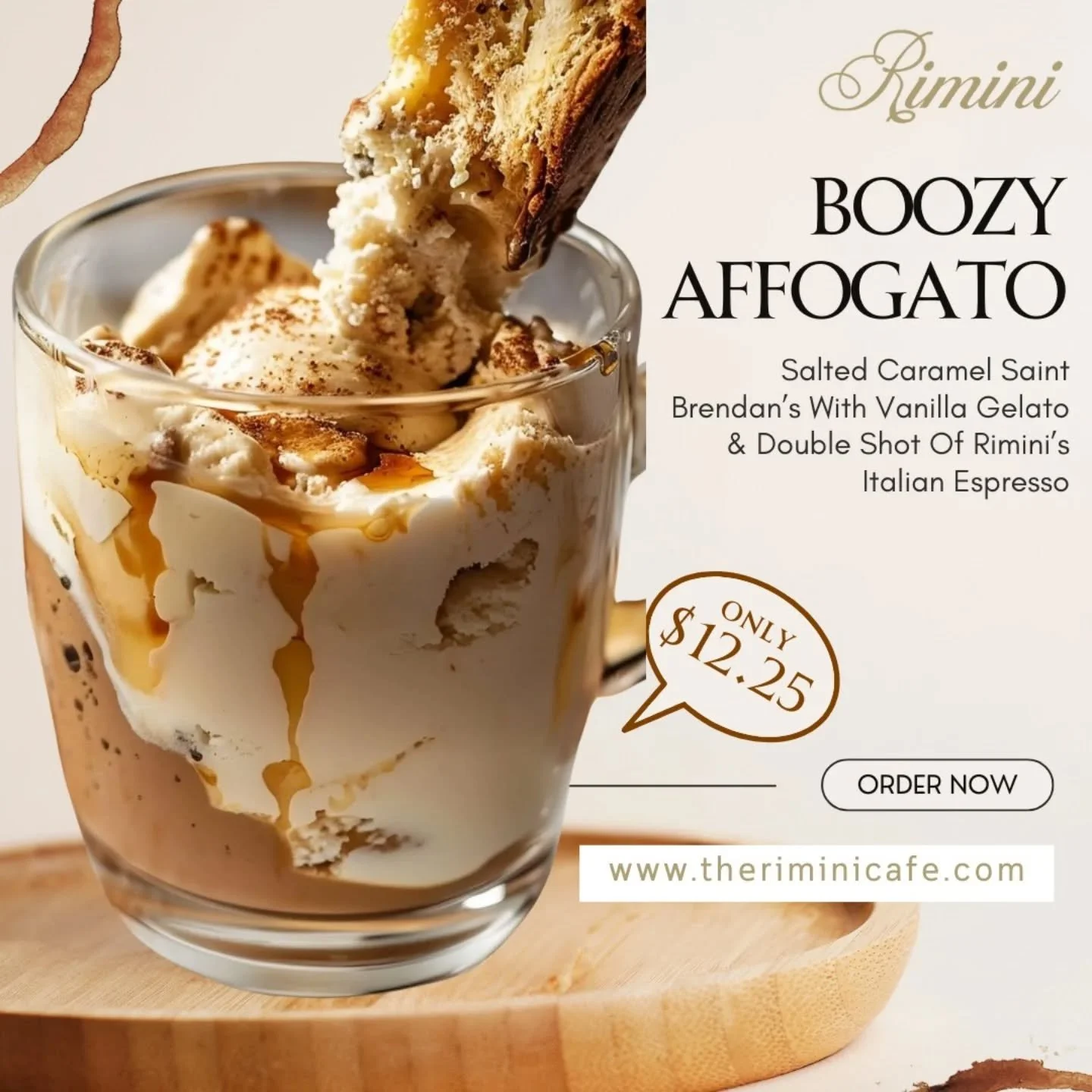 Boozy Affogato Delight!
 Indulge in Salted Caramel Saint Brendan&rsquo;s paired with Vanilla Gelato and a double shot of Rimini&rsquo;s Italian Espresso &mdash; the perfect sweet &amp; spirited treat! 😍
💰 Only $12.25
 🛒 Order now: www.theriminicaf