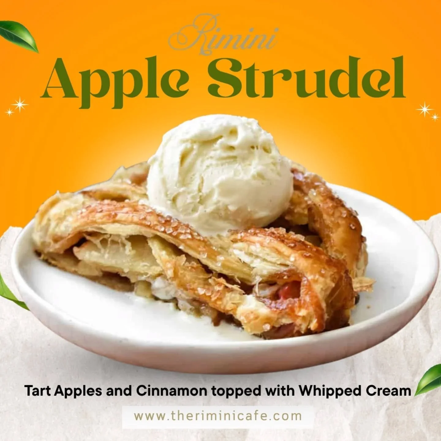 Indulge in the Sweet Comfort of Our Apple Strudel! ✨
Crisp tart apples, a touch of warm cinnamon, and a swirl of whipped cream &mdash; the perfect blend of cozy and delicious. 😋
Freshly baked and made with love at The Rimini Caf&eacute; &mdash; your