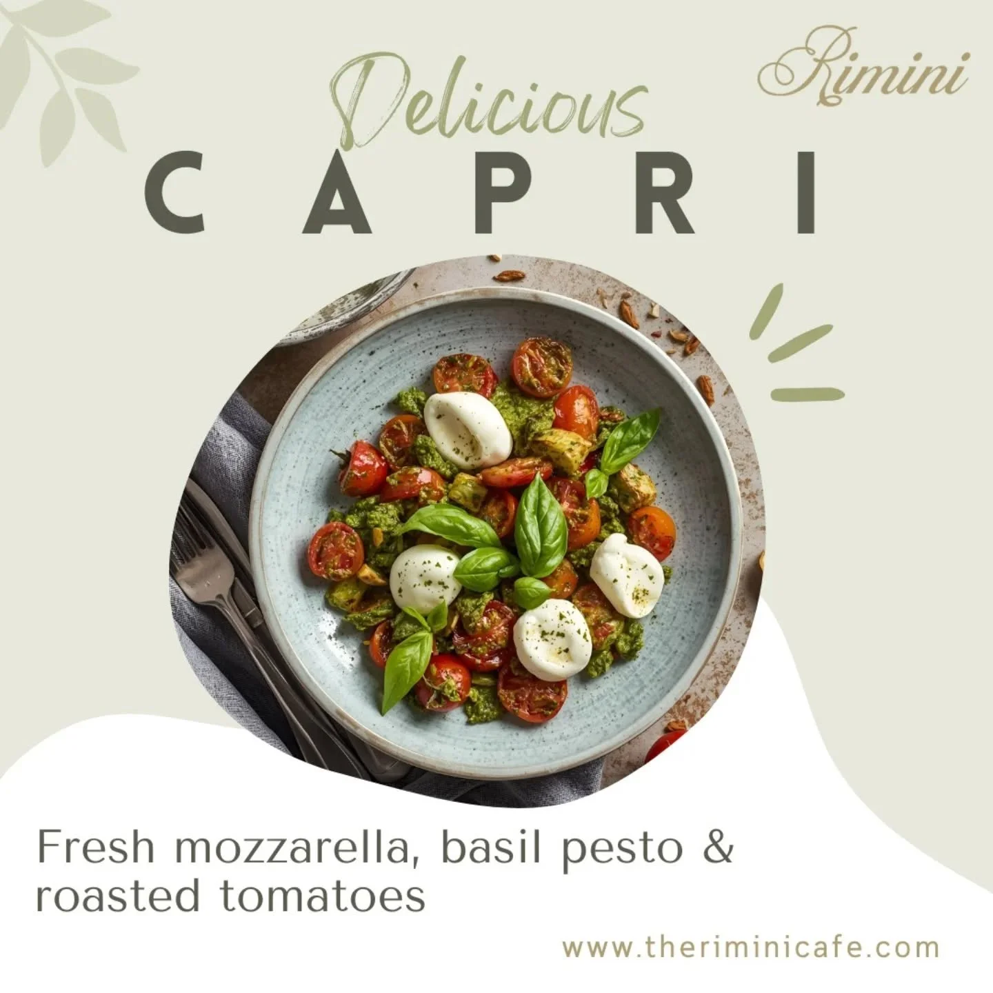 Meet the Capri &mdash; fresh, bold, and absolutely irresistible.
Made with fresh mozzarella, basil pesto, and roasted tomatoes, this flavor-packed classic is proof that simple ingredients create the most delicious moments. 

One bite and you&rsquo;ll