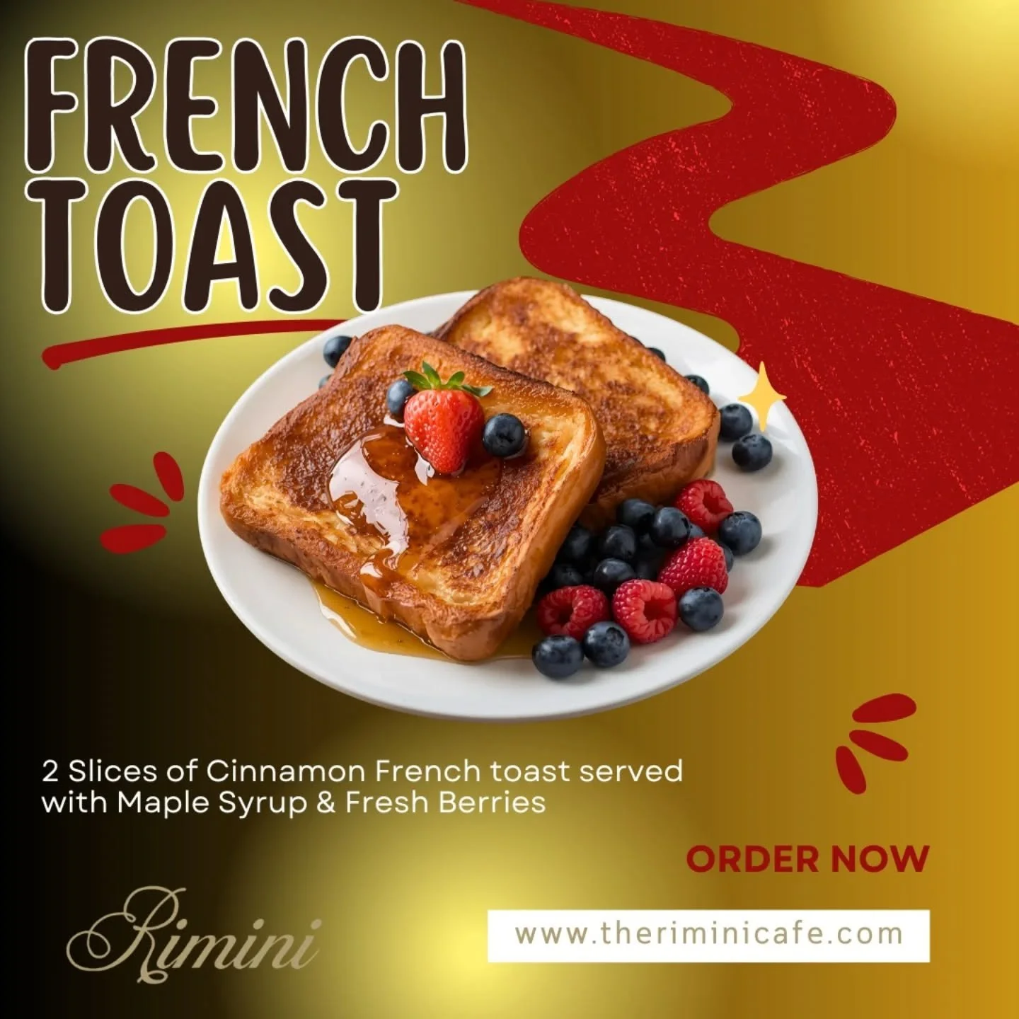 Craving a sweet, cozy start?
 Treat yourself to 2 slices of Cinnamon French Toast, perfectly golden and served with rich maple syrup &amp; fresh berries 🍯 Every bite is warm, soft, and irresistible!
Perfect for breakfast, brunch, or a sweet escape a