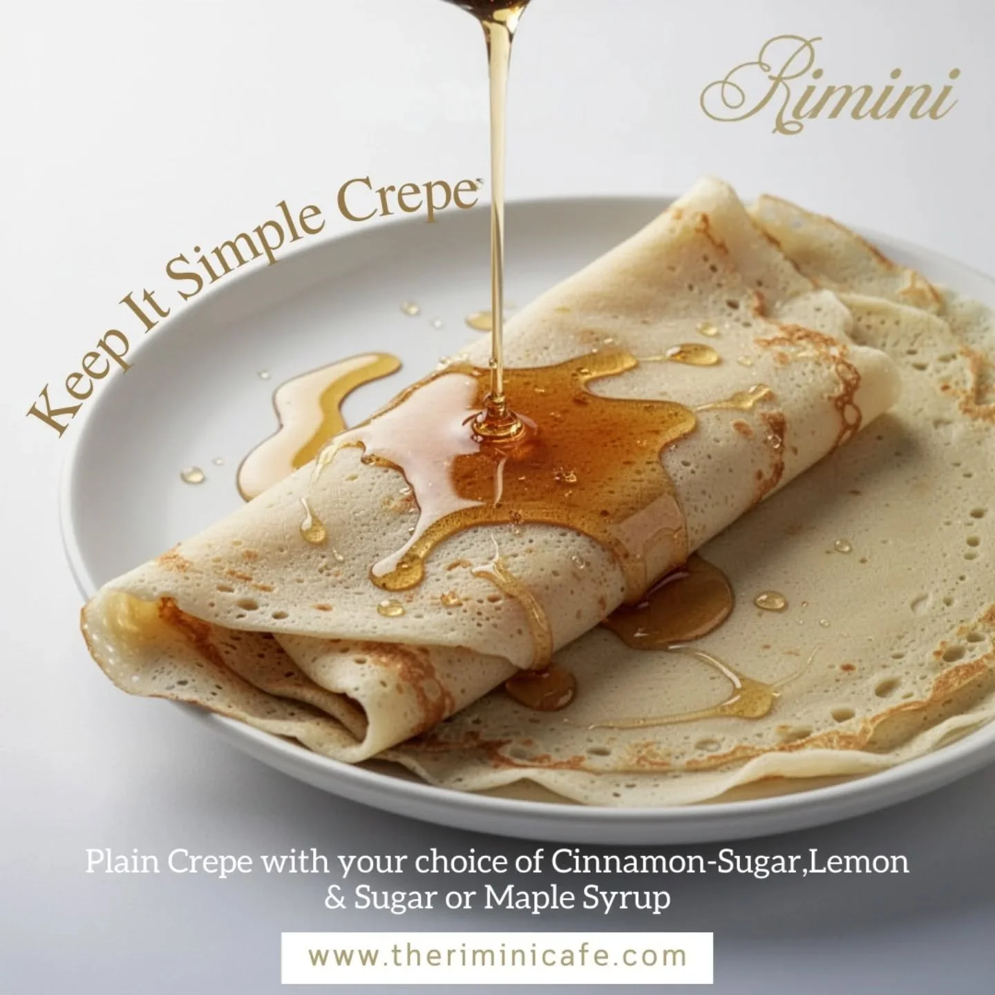 Craving something sweet &amp; simple? 🍋 Say hello to our Keep It Simple Crepe &ndash; a soft, golden crepe served plain with your choice of Cinnamon-Sugar, Lemon &amp; Sugar, or Maple Syrup! 😋 Perfect for breakfast, brunch, or a little afternoon tr