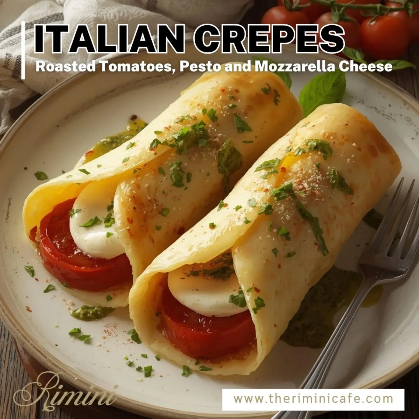 Say hello to your new favorite bite! ✨🇮🇹
Indulge in our delicious Italian Crepes 🤤
Stuffed with roasted tomatoes 🍅, fresh pesto 🌿, and creamy mozzarella cheese 🧀 &mdash; every bite is a perfect blend of rich, savory flavors you won&rsquo;t forg