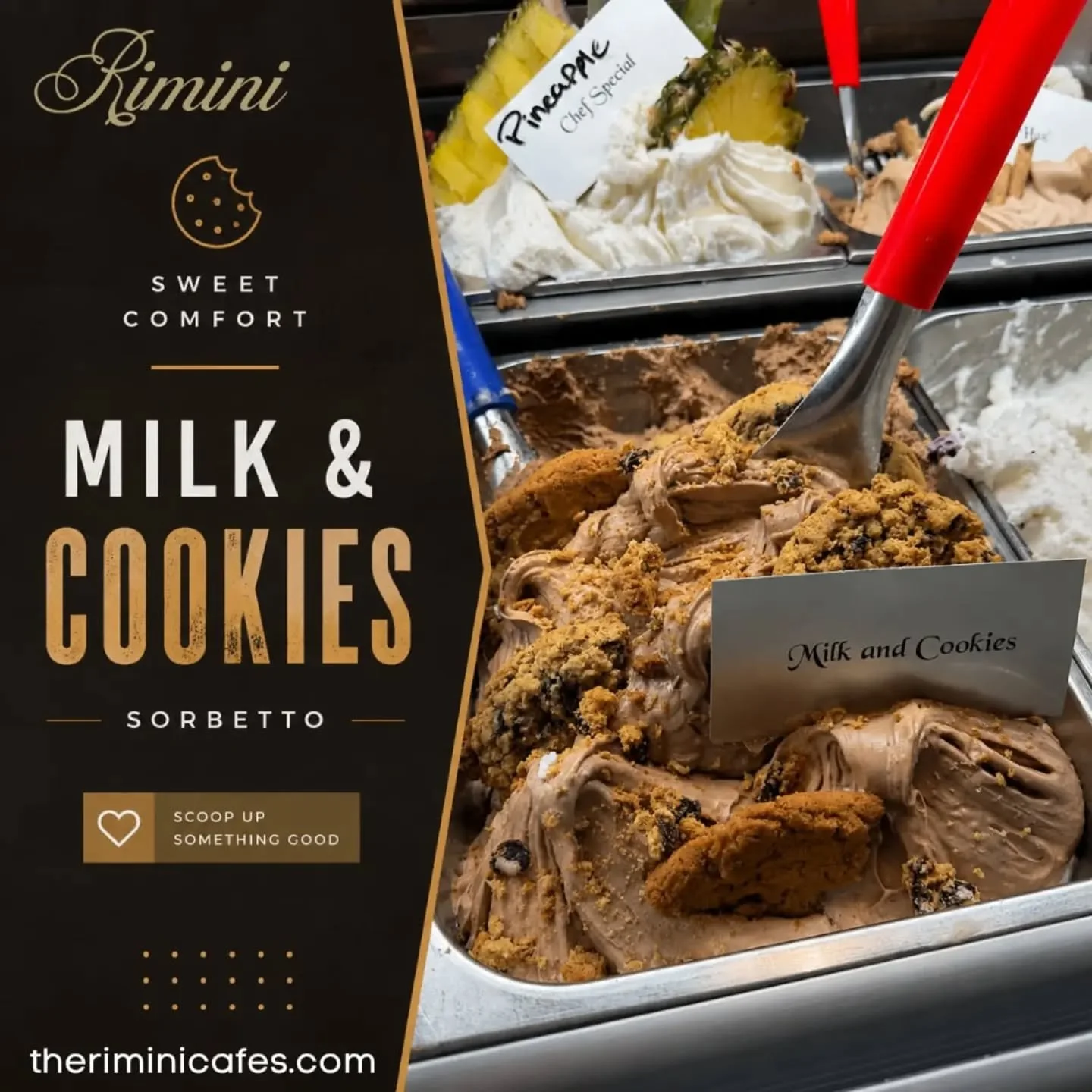 SWEET COMFORT, ONE SCOOP AT A TIME. ✨
Milk &amp; Cookies? Say less. 😍
Creamy, dreamy, and packed with that nostalgic flavor you know and love&mdash;our Milk &amp; Cookies Sorbetto is the perfect excuse to treat yourself.

Whether you&rsquo;re cravin