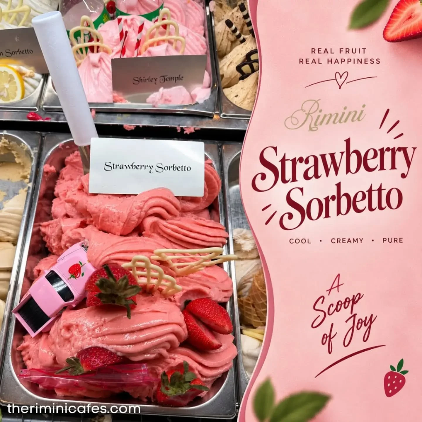 Treat Yourself to the Sweet Taste of Strawberry Sorbetto! 🍨
Cool. Creamy. Pure. ✨
Every scoop is bursting with refreshing strawberry flavor, creating the perfect balance of sweetness and indulgence.

❤️ A Scoop of Joy in every bite&mdash;perfect for