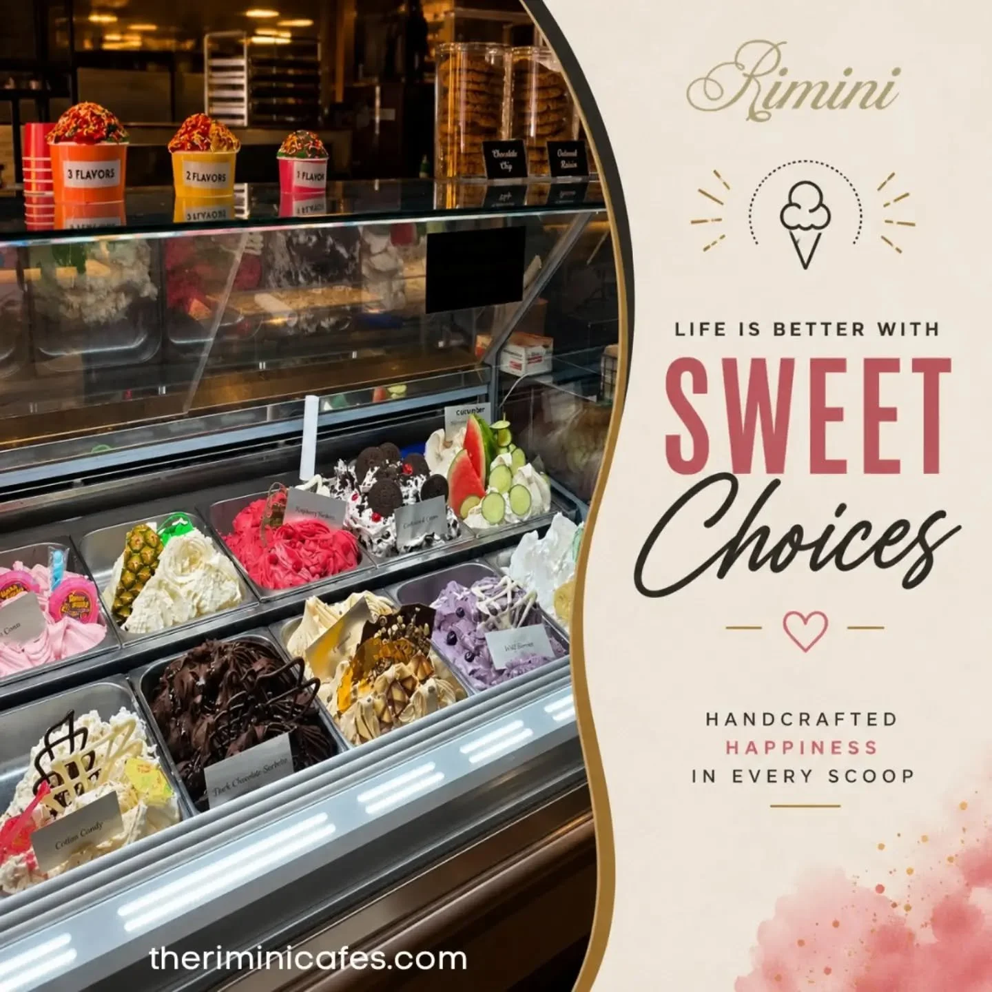 LIFE IS BETTER WITH SWEET CHOICES! ✨
Say hello to a refreshing scoop of Cucumber Gelato&mdash;a unique, handcrafted treat made for those who love discovering something deliciously different. 💚
At Therimini Caf&eacute;s, every scoop is crafted with c