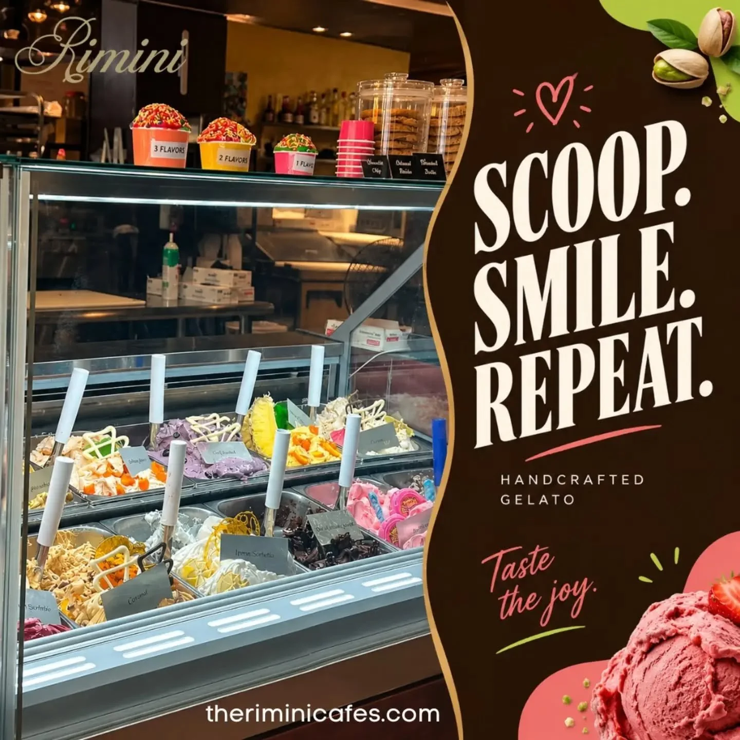 Scoop. Smile. Repeat. 😍
Treat yourself to the irresistible joy of handcrafted gelato at Therimini Cafes! Every scoop is made with care, bringing you rich flavors, creamy textures, and moments of pure happiness. 💛

🌿 Freshly crafted
🍨 Full of flav