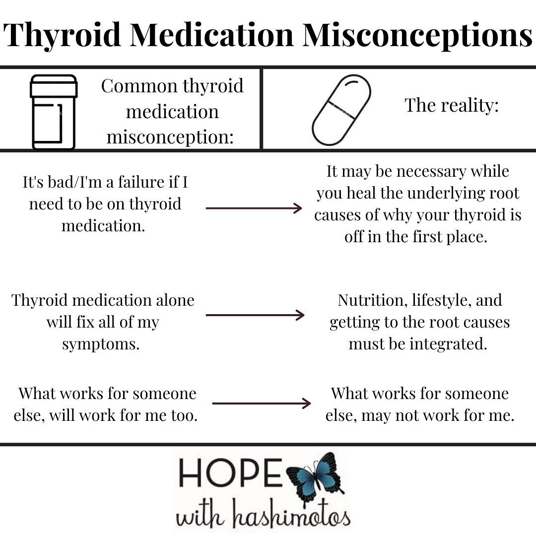 There are two types when it comes to thyroid medication: 
.
1️⃣ Those who expect to be cured from their thyroid meds. 
.
2️⃣ Those who want nothing to do with their thyroid meds. 
.
When I was newly diagnosed, I was definitely in camp #2. 😬
.
Don&rs