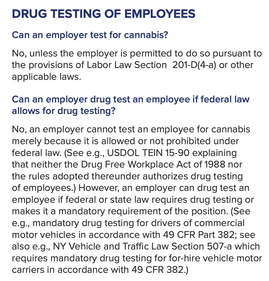   Extracto de los lineamientos publicados por el Departamento del Trabajo de Nueva York.  