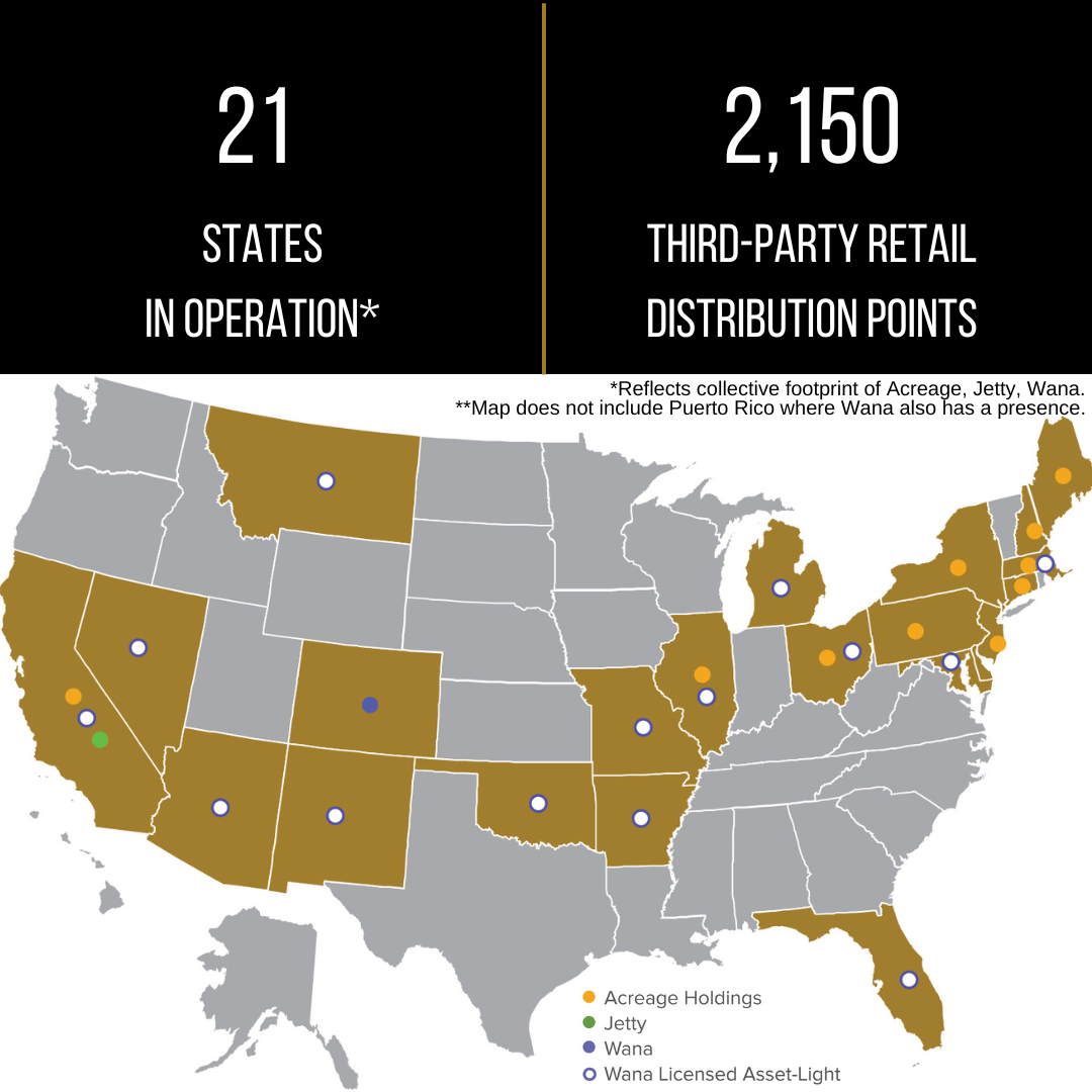  El alcance de la operación de  Canopy USA.   Imagen: Canopy Growth  