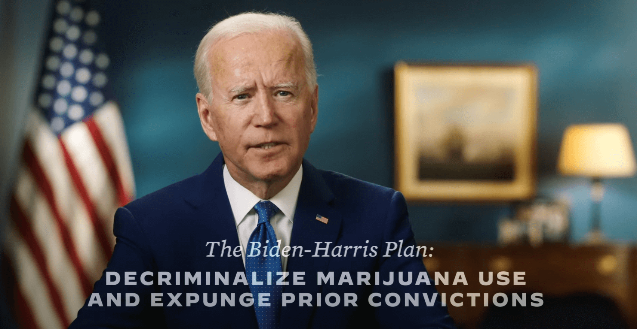   Still  del video en el que  Joe Biden  prometió descriminalizar el cannabis, durante la campaña electoral de 2020.  (Fuente: YouTube)  