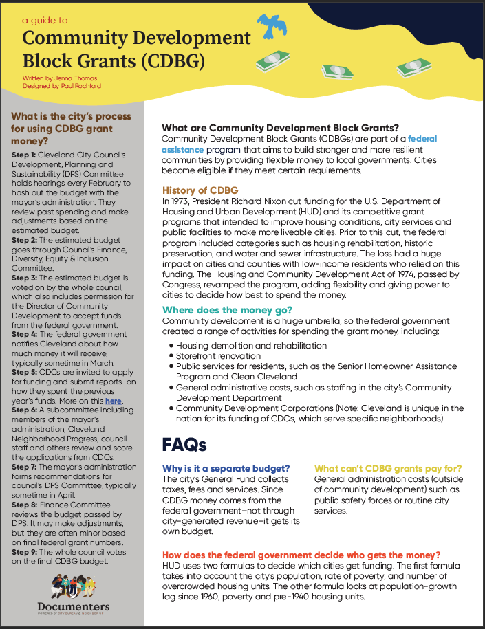 Community Development Block Grants Guide Design, Cleveland Documenters, 2022