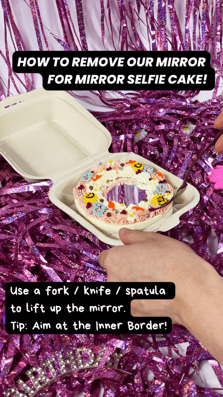 How to remove and cut the mirror on a selfie cake