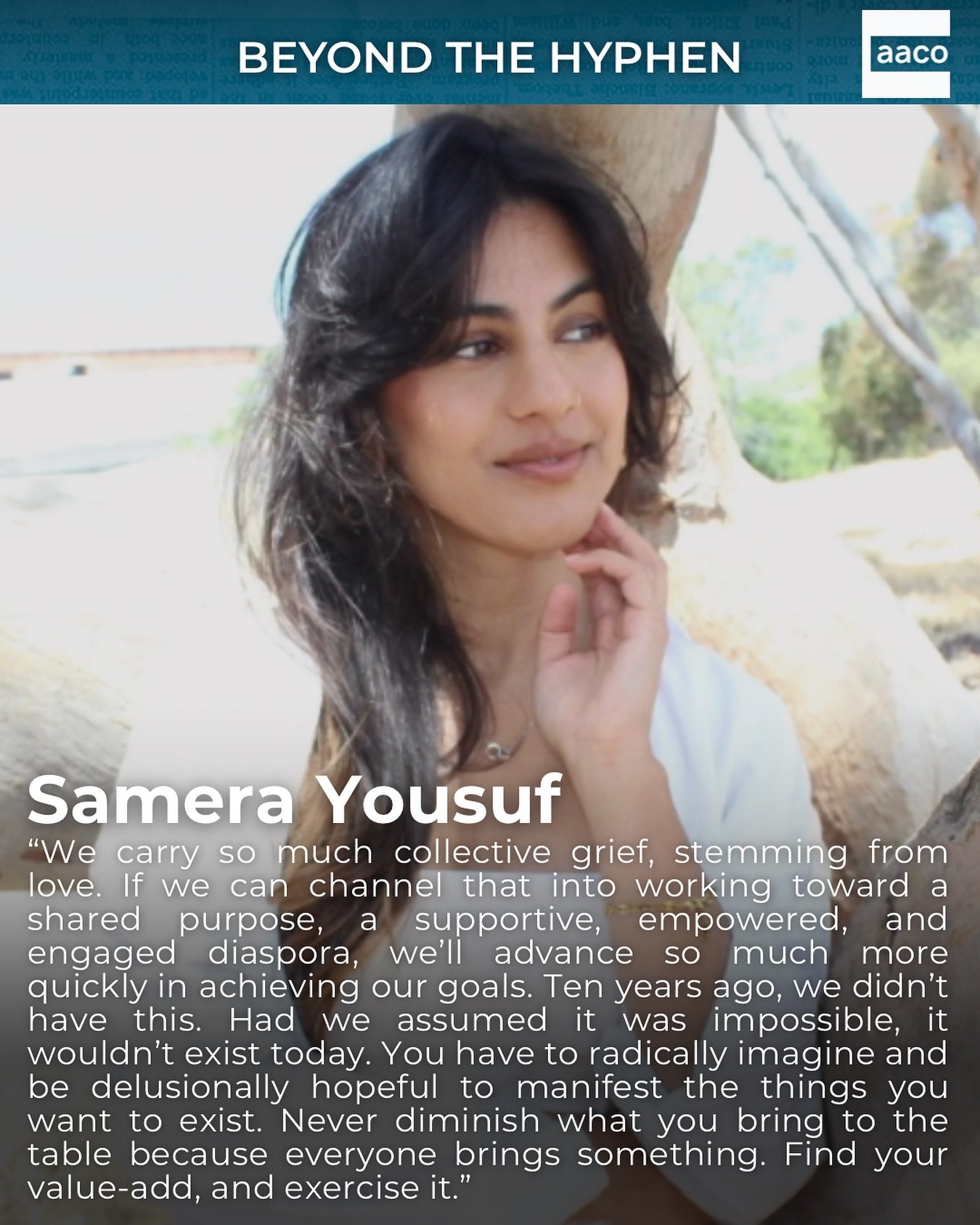 Samera Yousuf&rsquo;s story is woven into the very fabric of AAC and AACO. As one of the founding organizers of the first AAC,&nbsp;Samera&nbsp;has spent the past decade cultivating spaces where Afghan Americans can feel seen, connected, and empowere