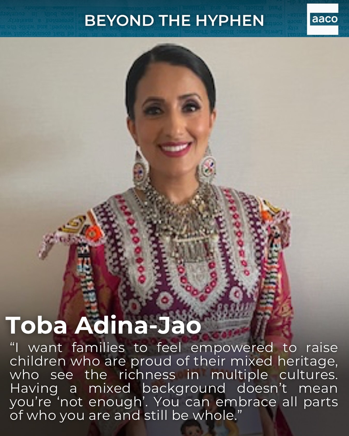 Meet&nbsp;Toba Adina-Jao, an Afghan mother, author, and advocate for embracing mixed heritage. Through her journey of interfaith marriage, raising multicultural children, and writing Me, Mommy, Mantu, Toba reminds us that identity is not about choosi