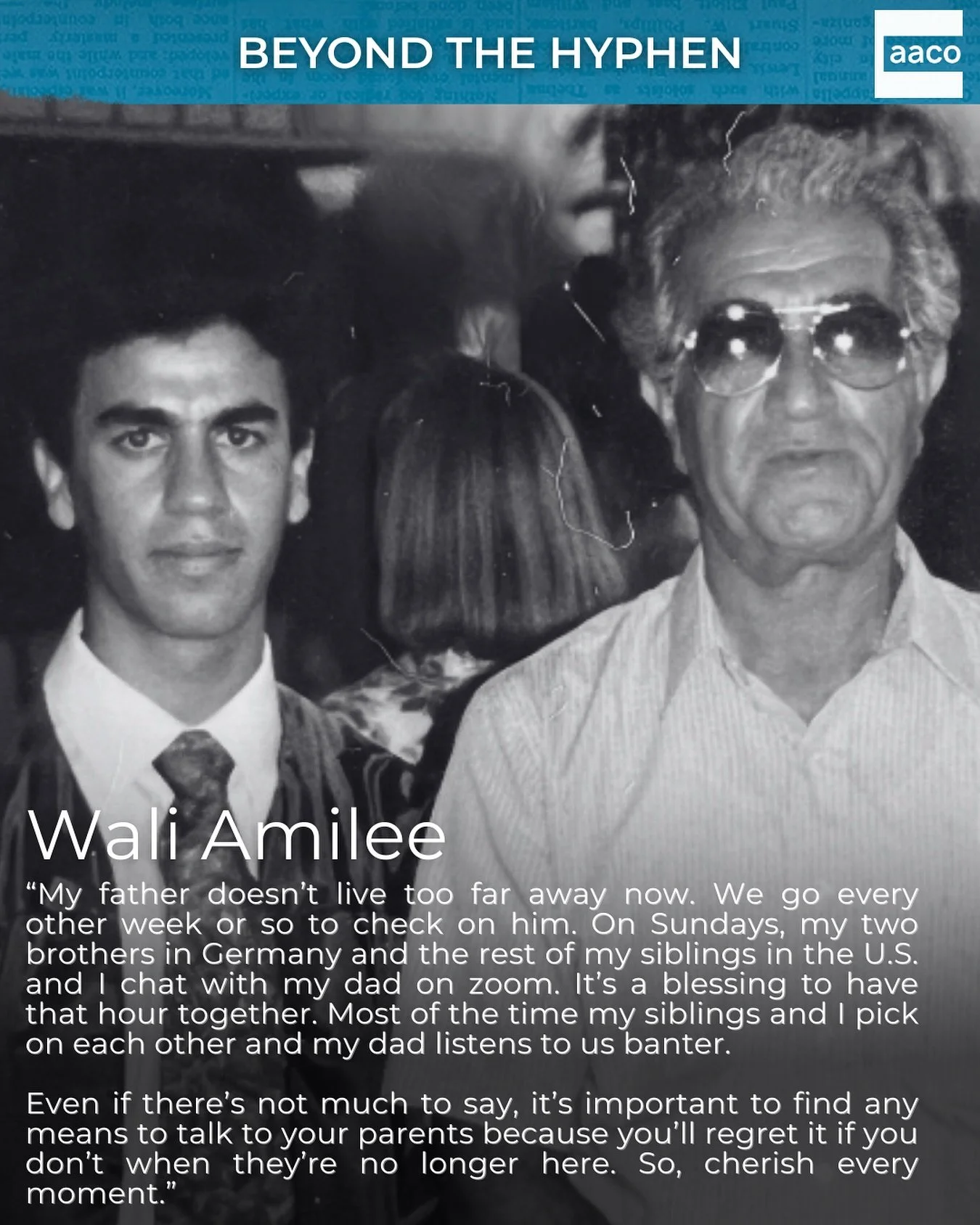 Wali Amilee reflects on his relationship with his father, sharing fond memories of flying kites and spending quality time together. Now, Wali and his siblings stay connected with their father, visiting him in person and video chatting with him. 

Des