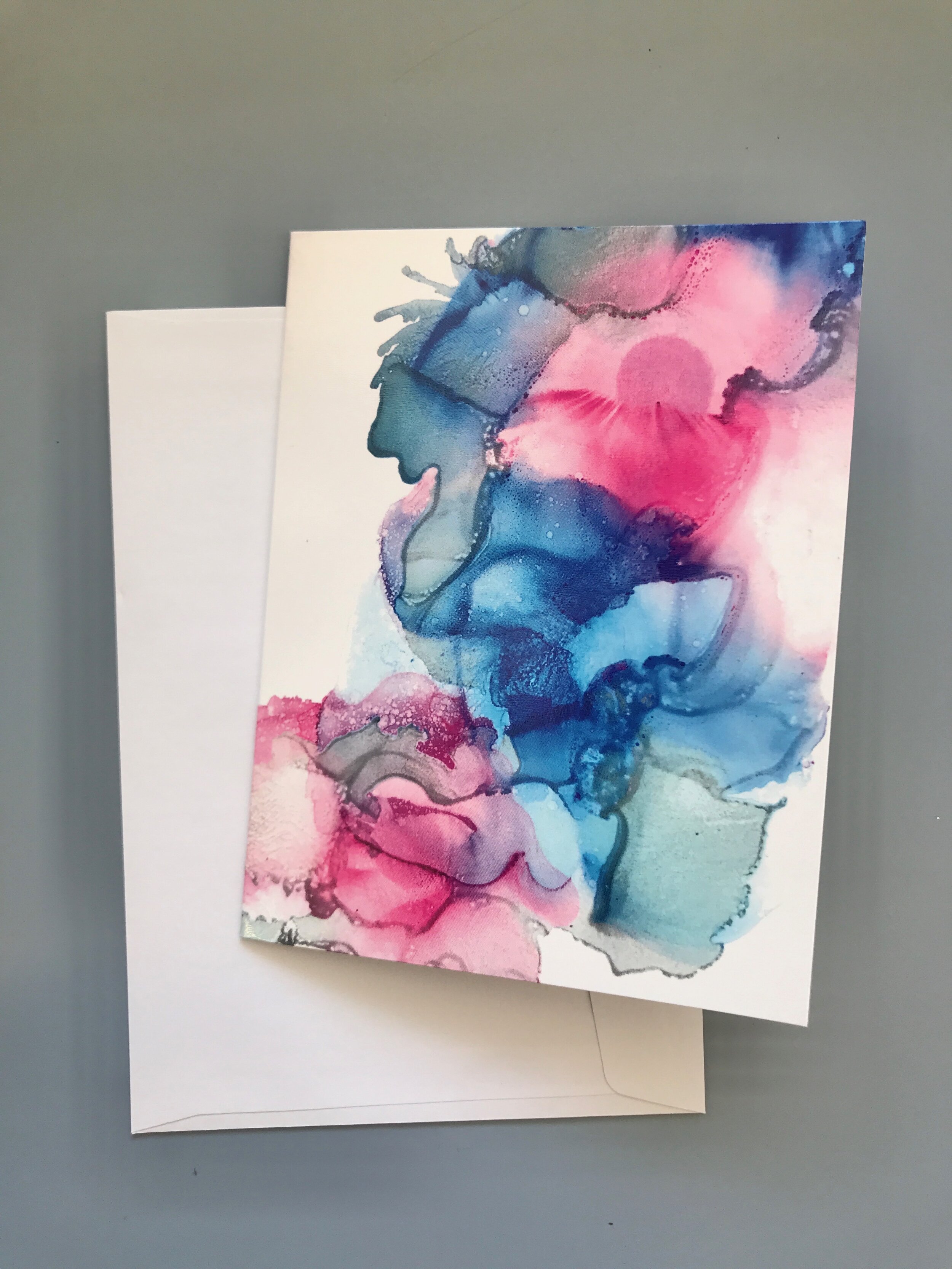 Magenta Blue Blank Greeting Card