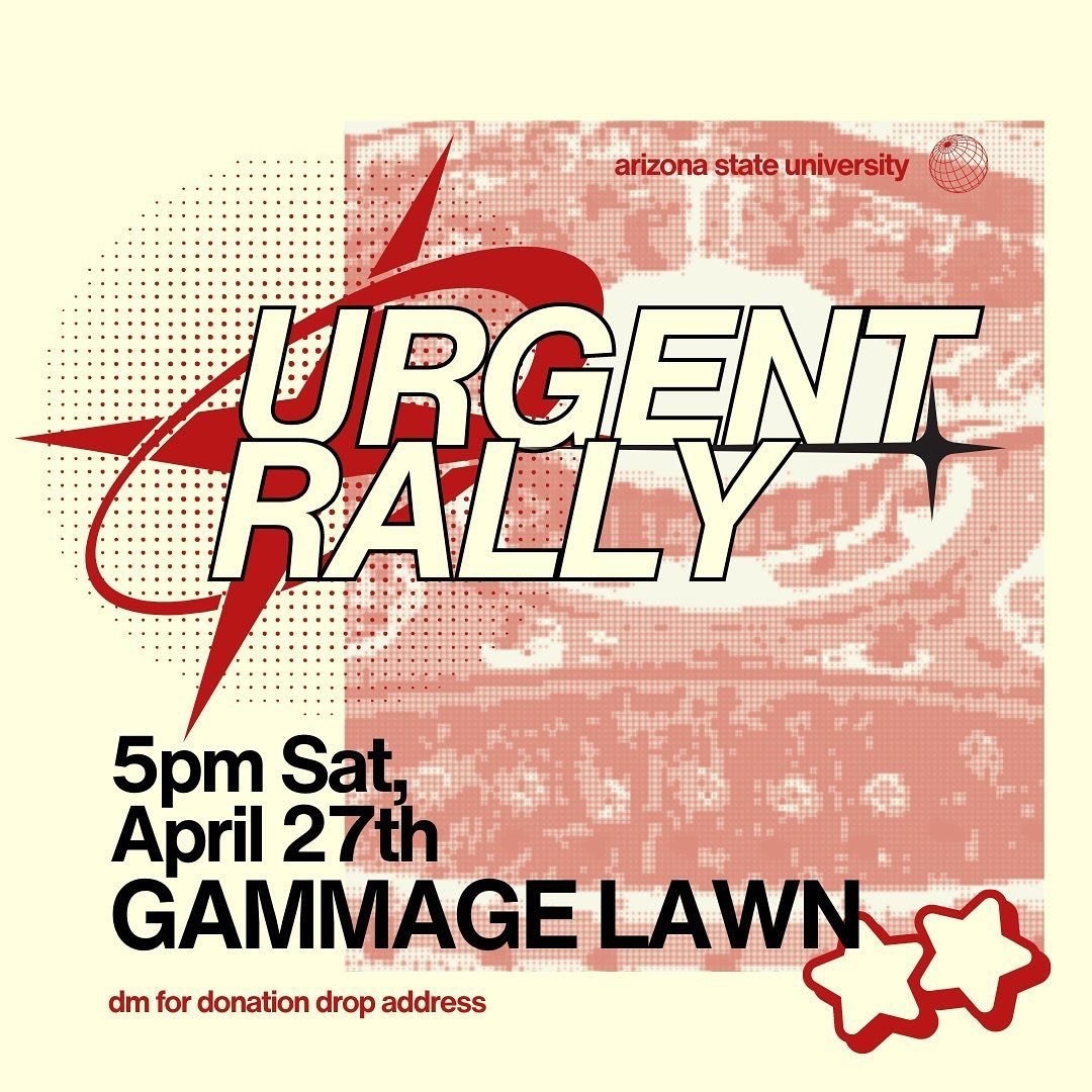 ASU and Tempe Police cleared out the encampment but we will not back down! Meet at 5 pm on the ASU Gammage Lawn for a community rally to get connected for next steps. Tonight will not be an encampment. Palestine will be free! 

#palestine #ASUGazaCam