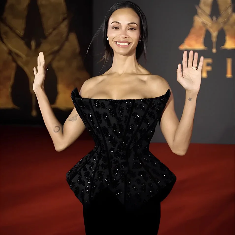 BALMAIN | Zoe Saldaña in Custom Couture: The Architecture of a Red Carpet Moment