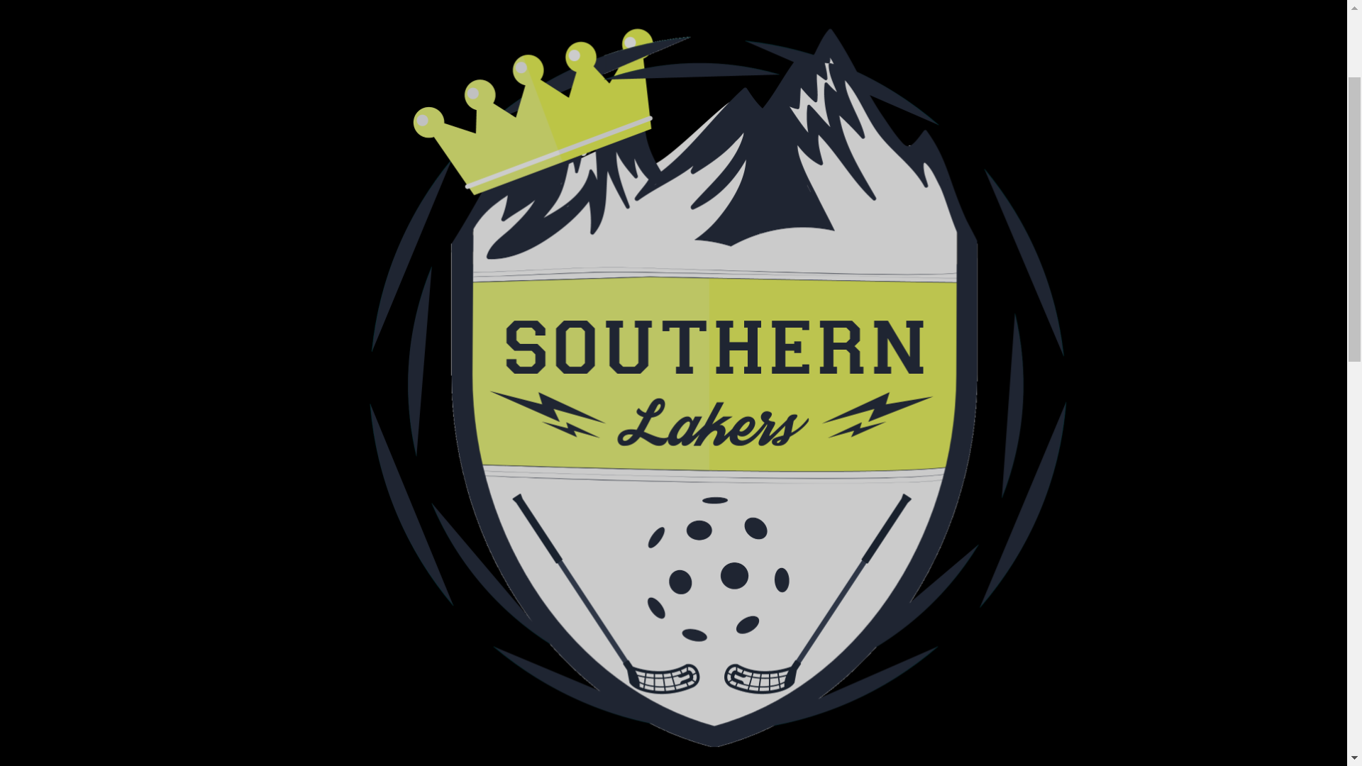 Logo for Southern Lakers featuring a mountain, a crown, and a hockey mask.