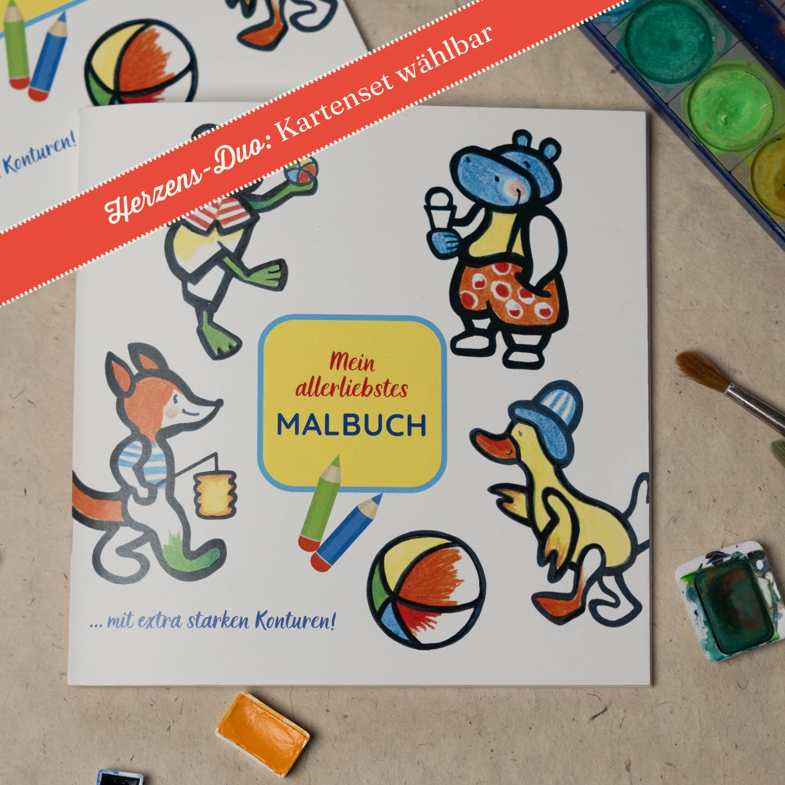 Mein allerliebstes Malbuch + Kartenset nach Wahl