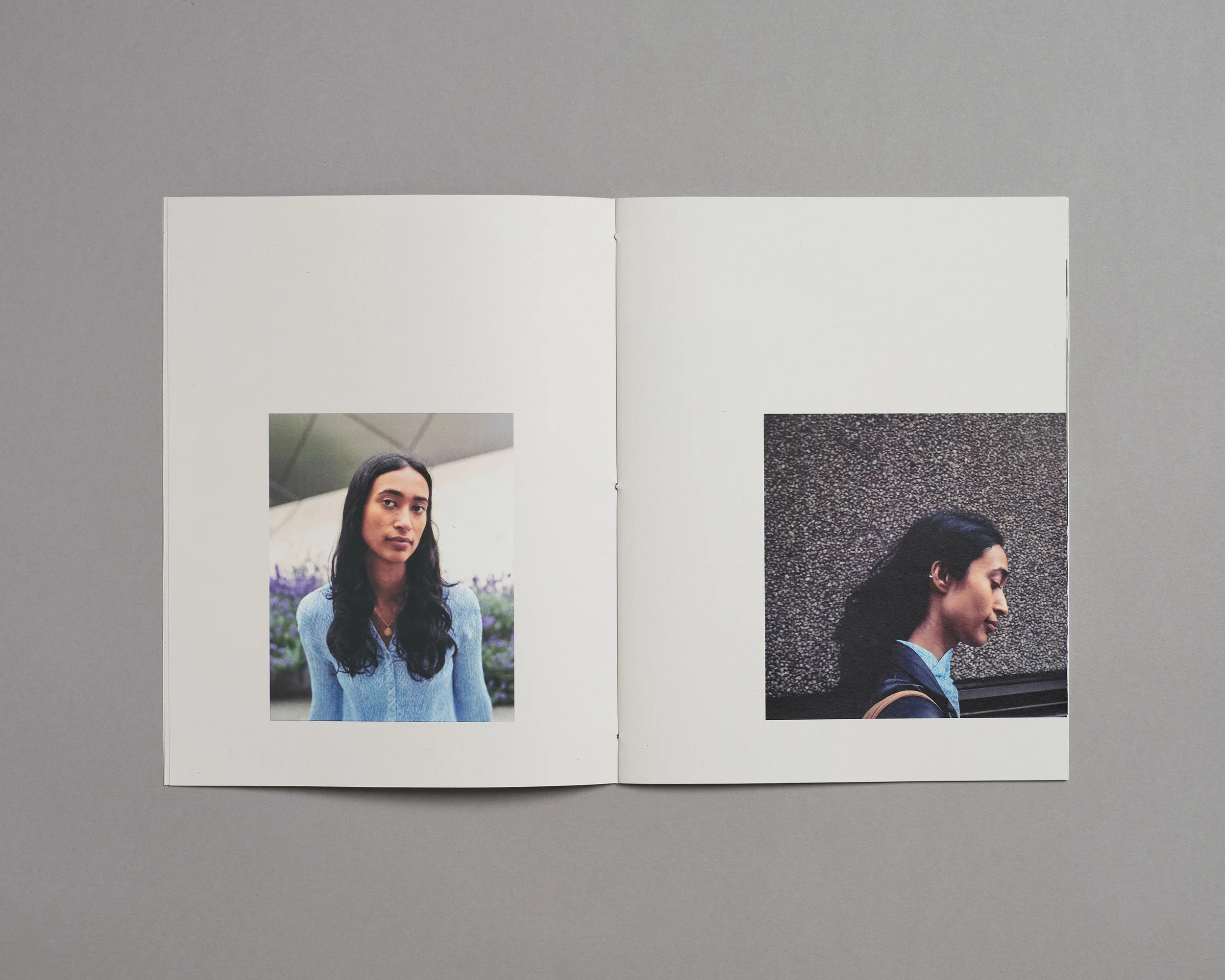 Photo zine hand made by artist photographer Maxwell Anderson, laser printed with Xerox on recycled paper, including portraits of model Swetha in London
