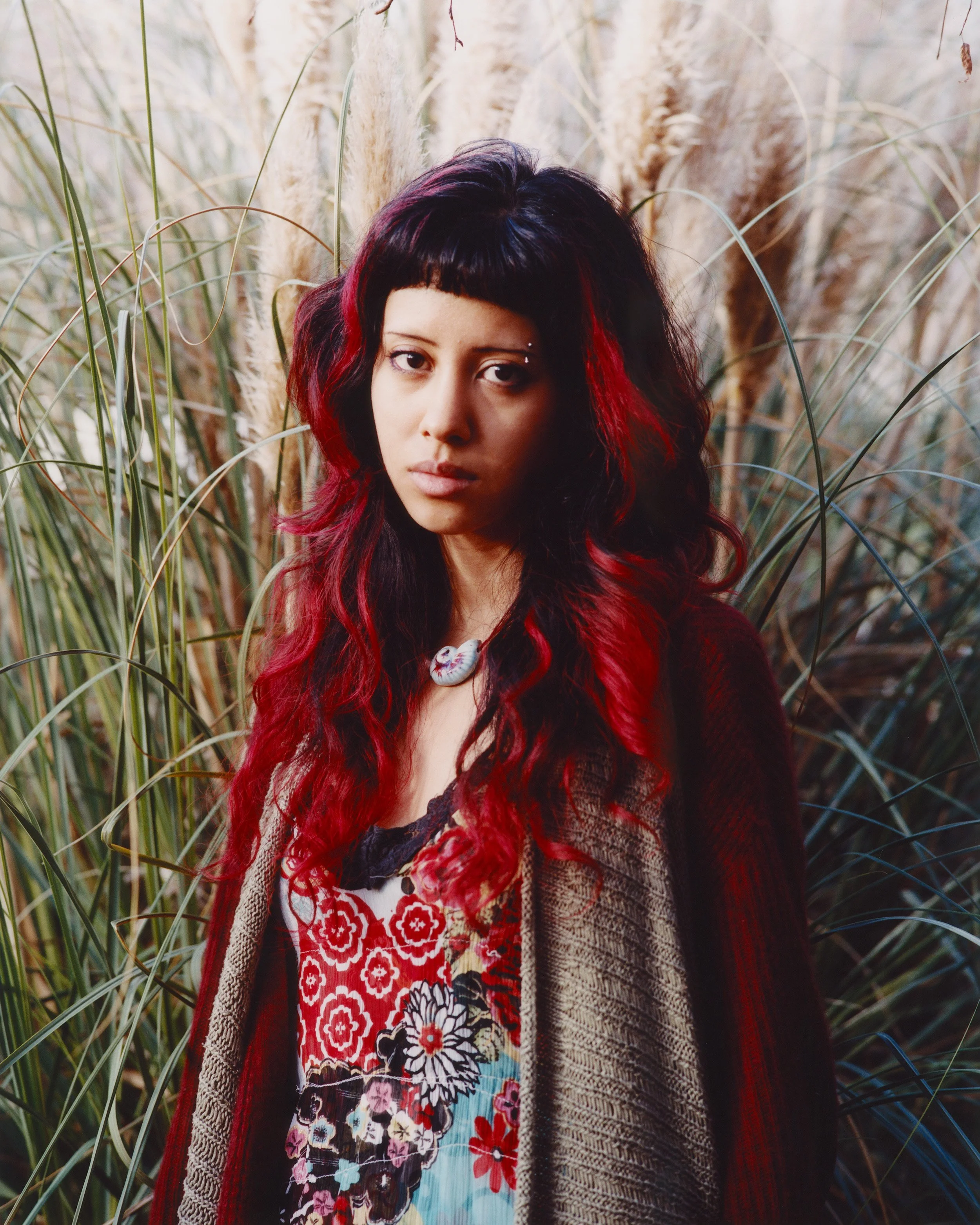 Portrait photograph taken by artist photographer Maxwell Anderson in London of a woman with red hair made with kodak film
