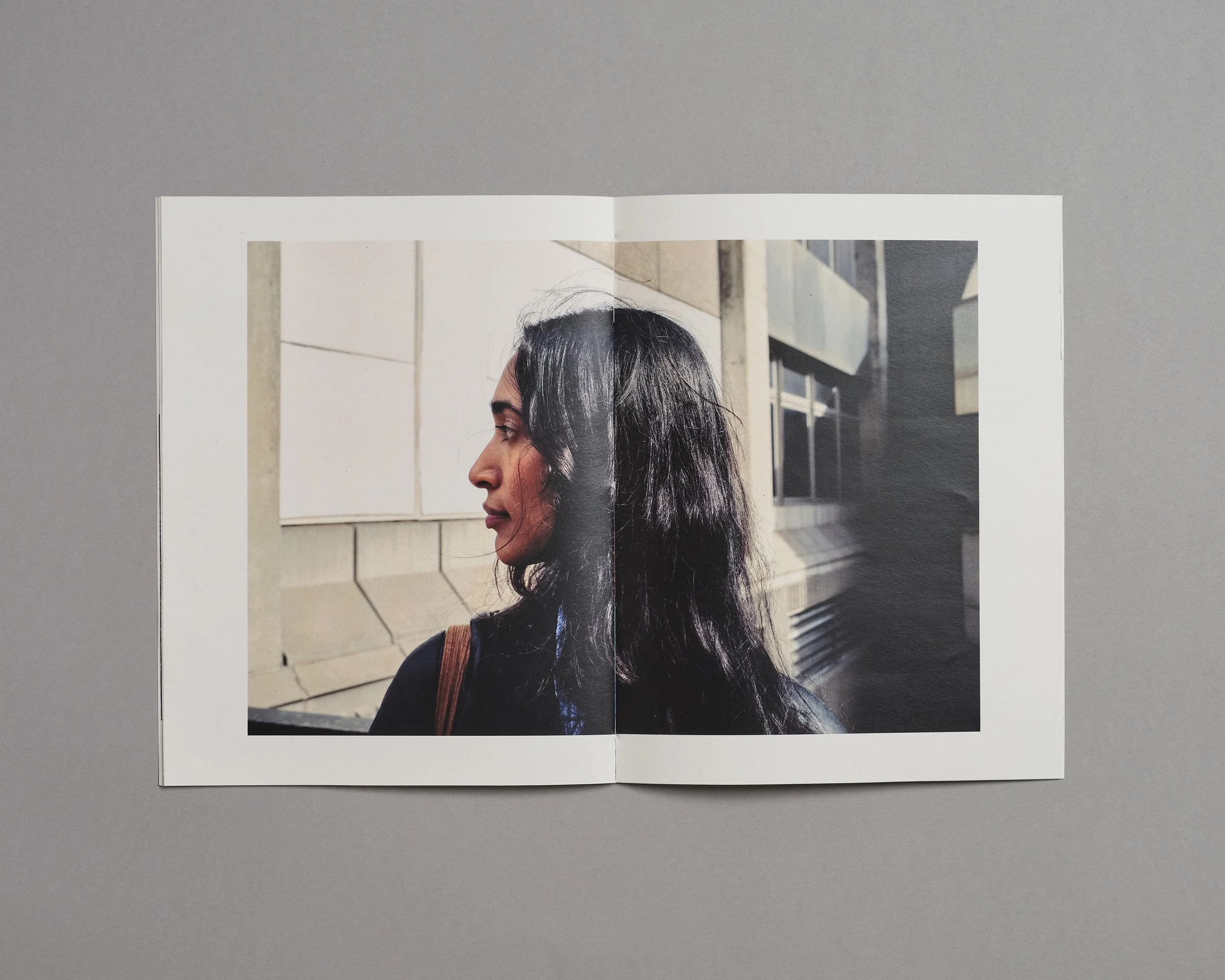 Photo zine hand made by artist photographer Maxwell Anderson, laser printed with Xerox on recycled paper, including portraits of model Swetha in London