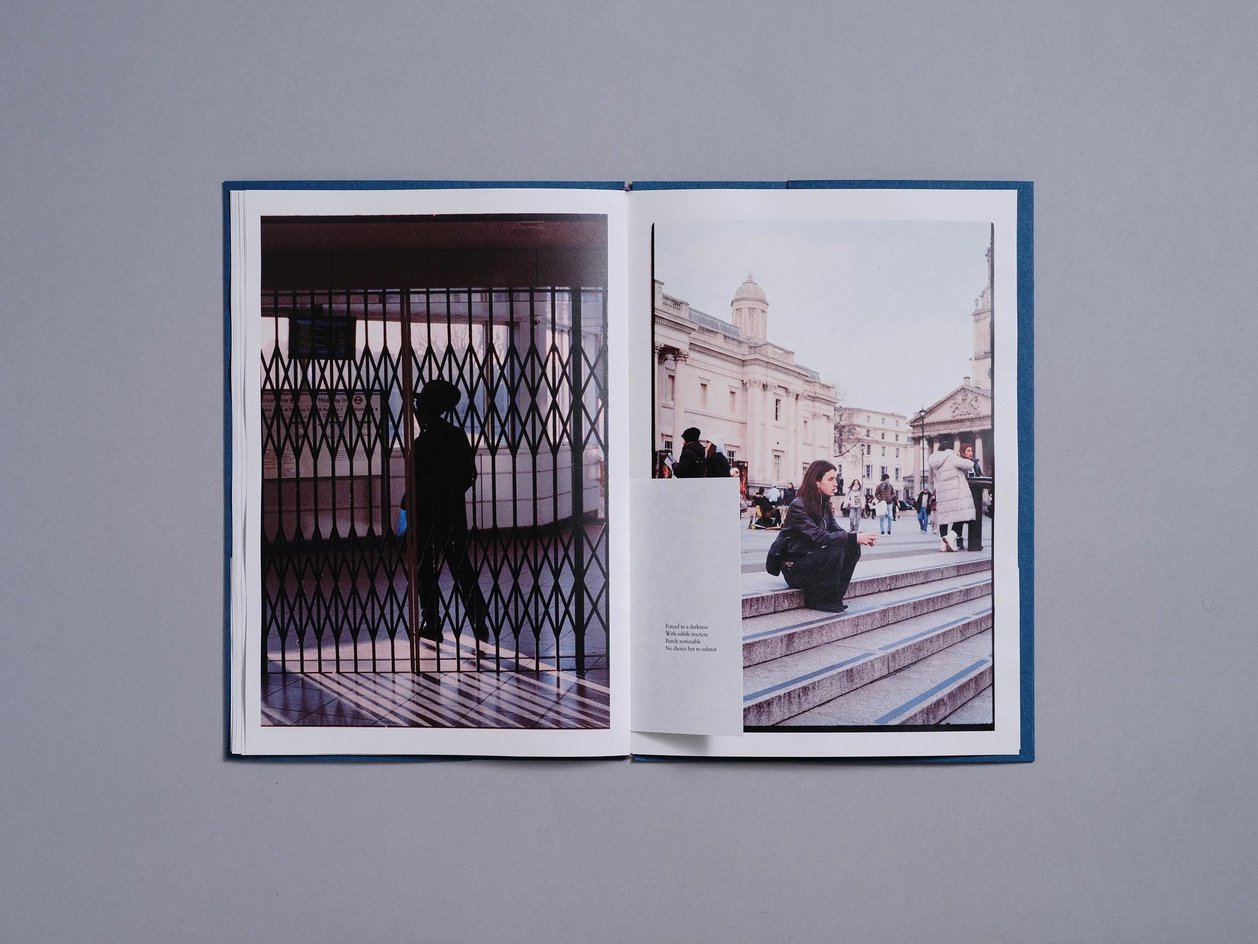 A hand made printed photobook zine of photographs and a poem, hand made by London based artist and photographer Maxwell Anderson